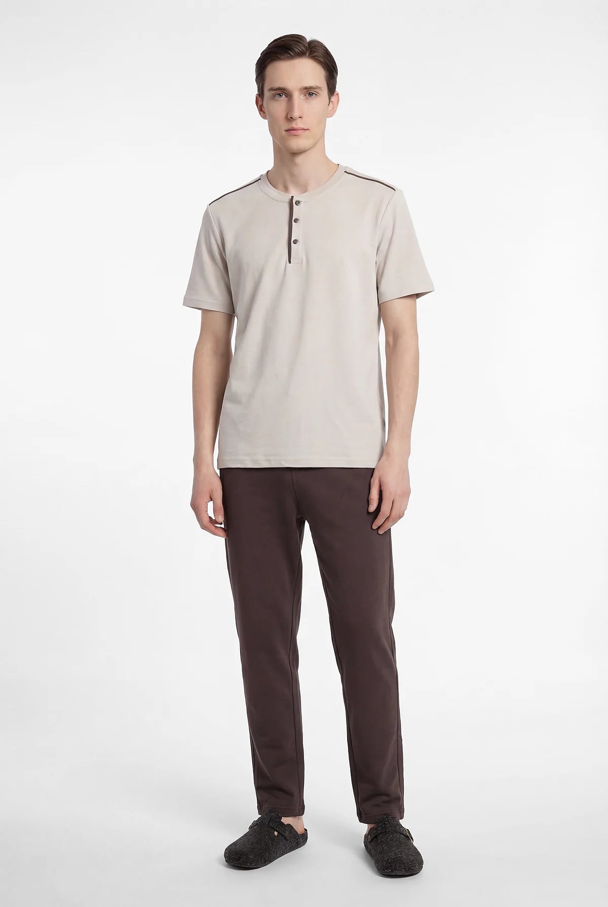 Men's Short-Sleeved Textured Pajama Set