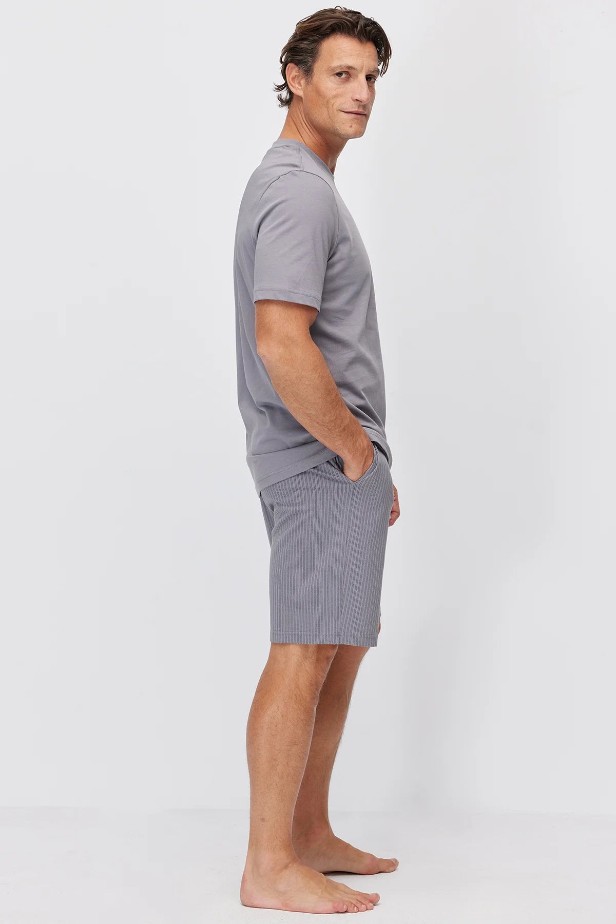 Men's Striped Pocket Cotton Blend Pajama Set
