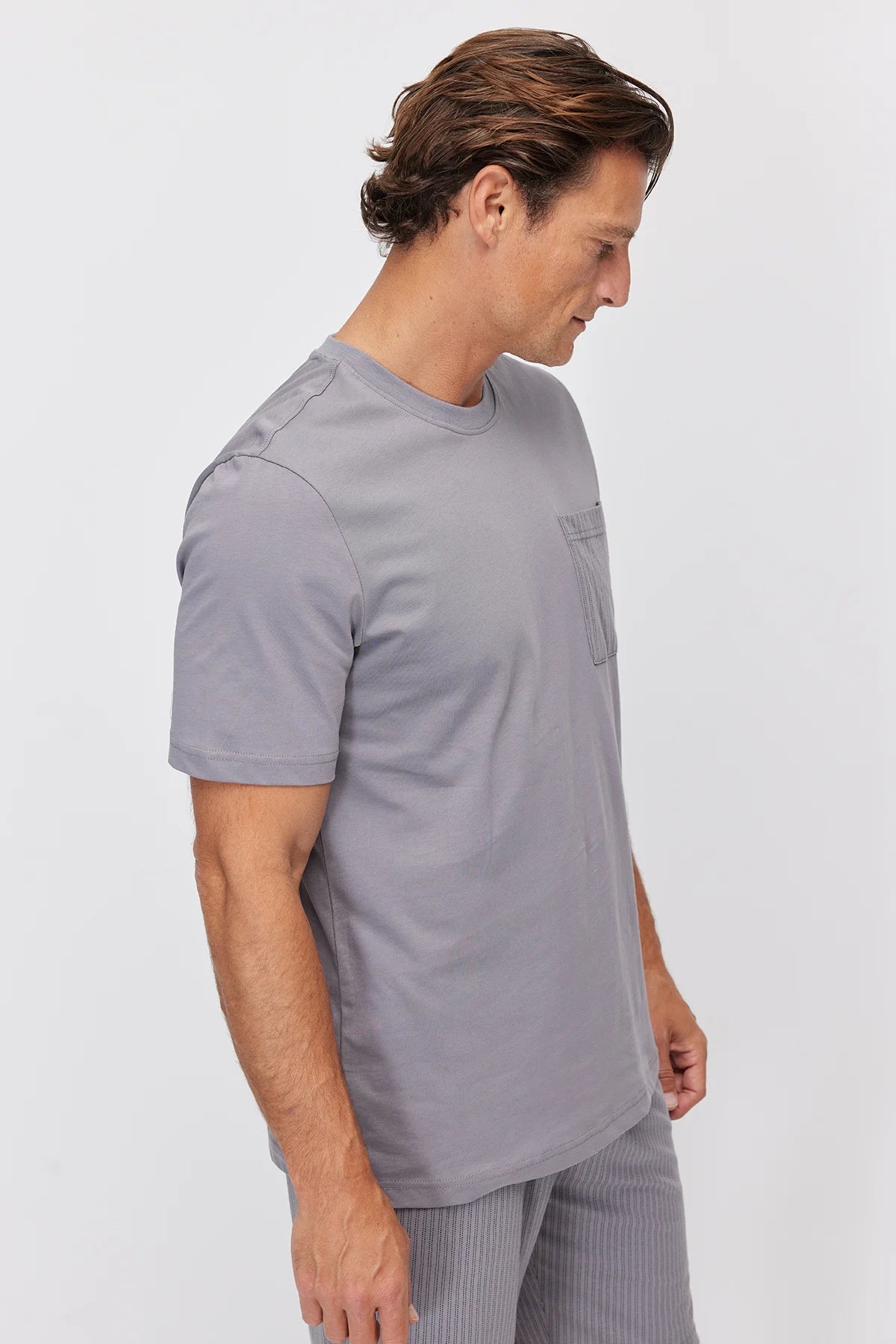 Men's Striped Pocket Cotton Blend Pajama Set