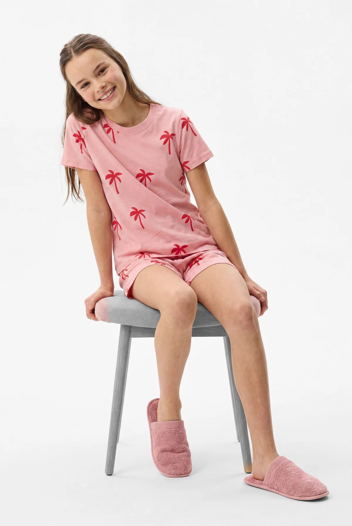 Girls' Printed Pajama Set with Shorts