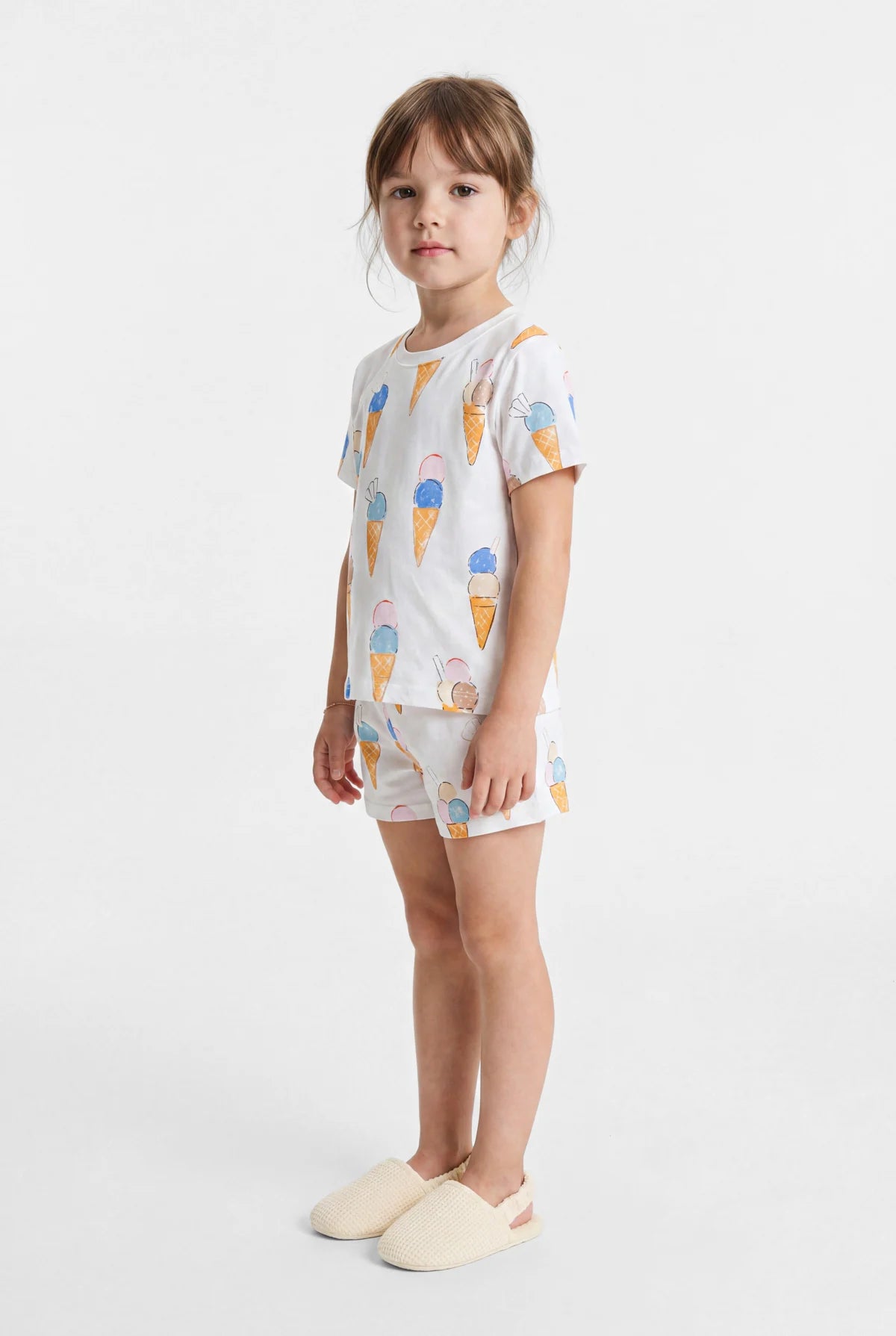 Girls' Printed Short-Sleeved Pajama Set with Shorts
