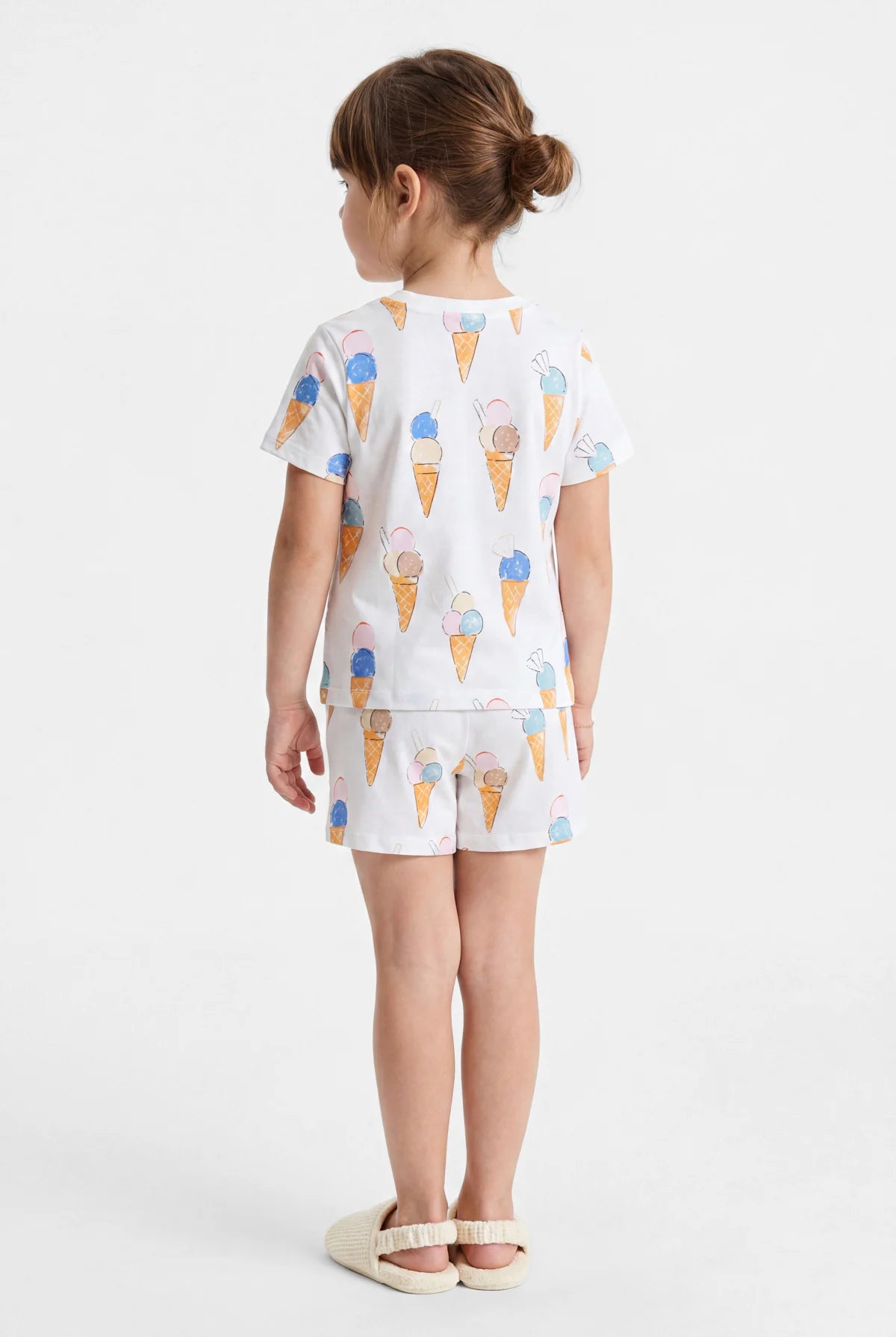 Girls' Printed Short-Sleeved Pajama Set with Shorts