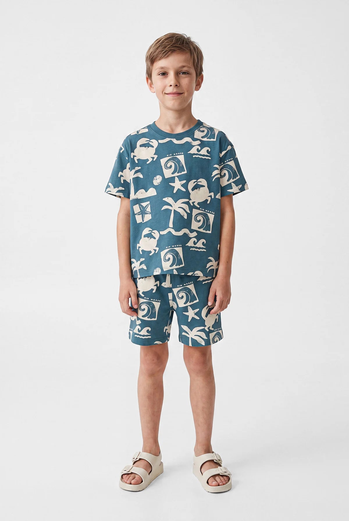 Boys' Sea-Themed Pajama Set with Shorts