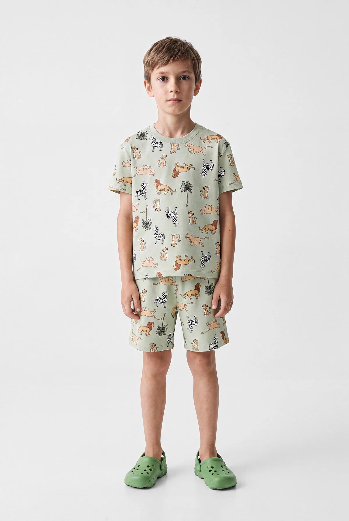 Boys' Crew Neck Printed Shorts Pajama Set