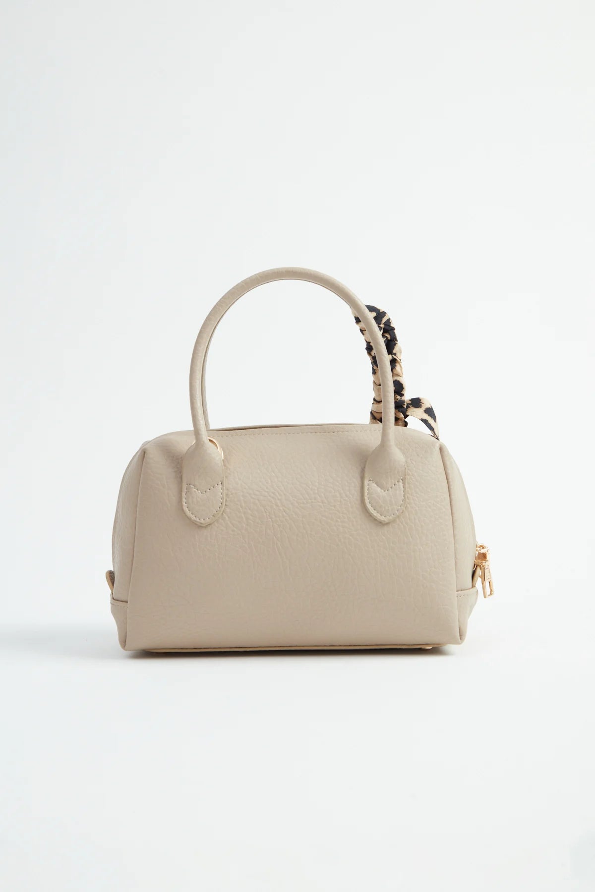 Women's Handbag with Scarf Detail Bowling bag style handbag