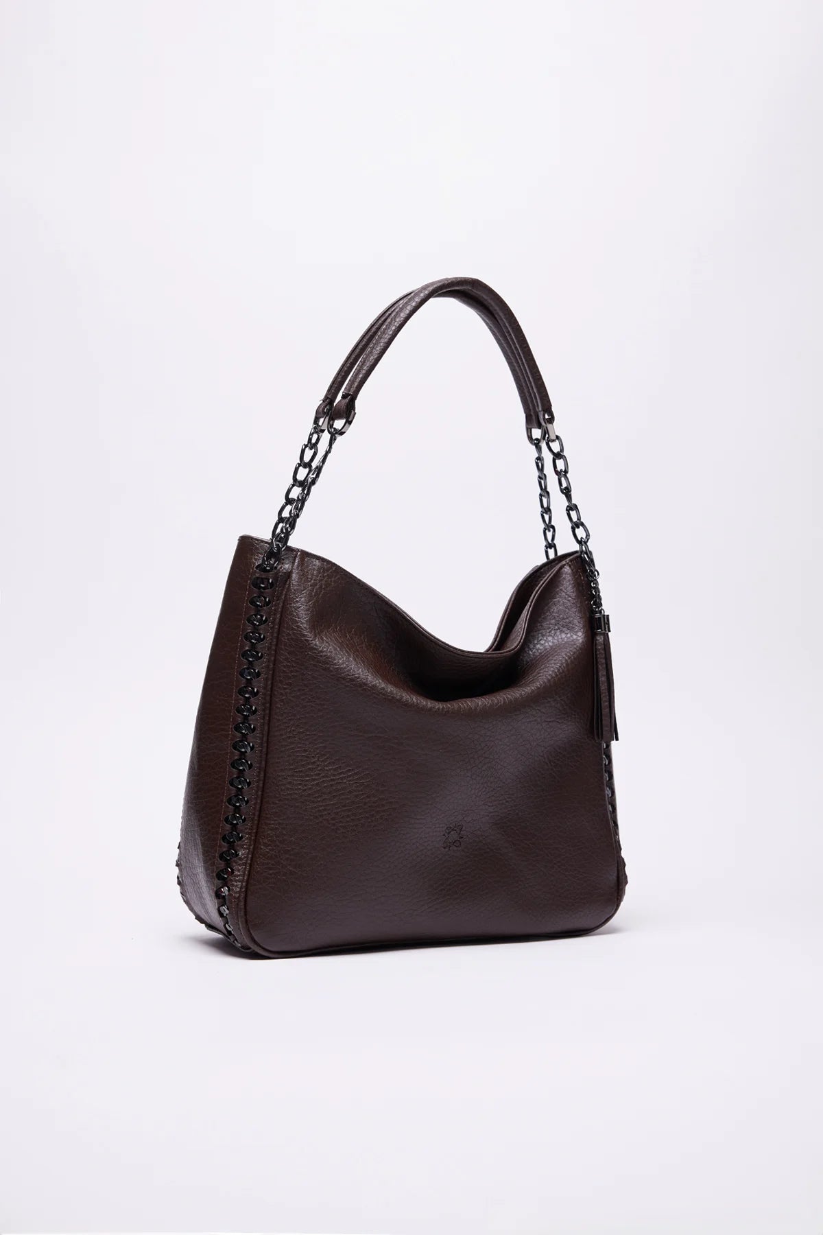Women's Faux Leather Shoulder Bag with Chain Detail