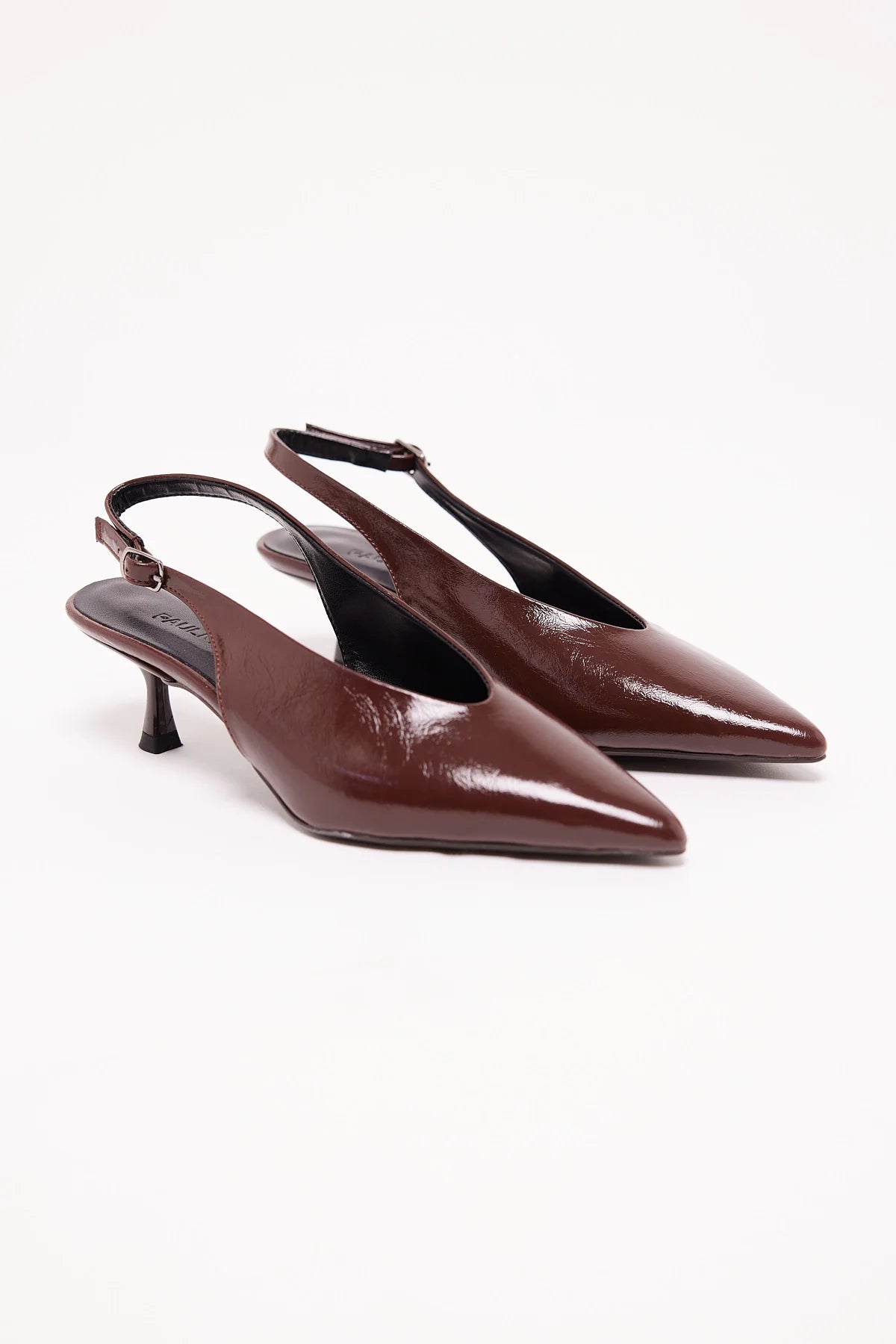 Women's Patent Lather Pointed Toe Low Heel Shoes