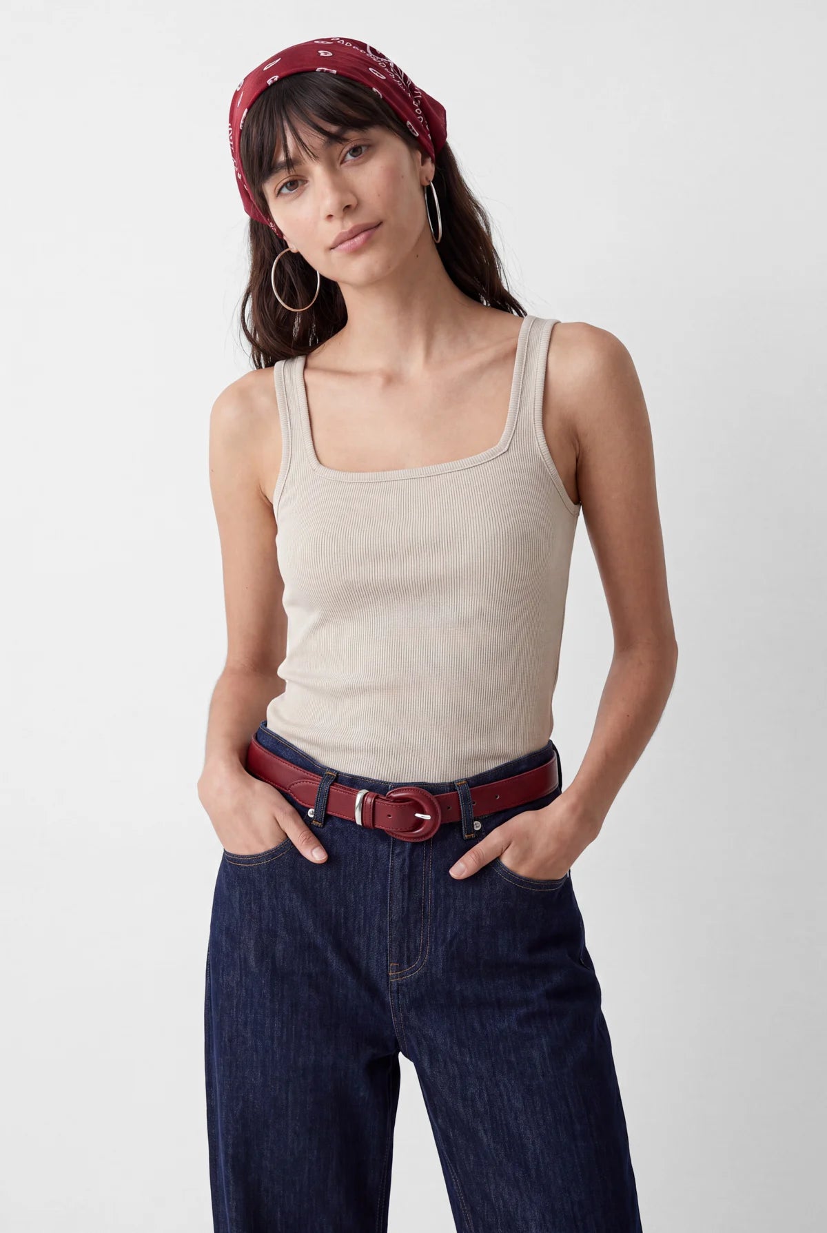 Women's Square Neck Ribbed Tank Top