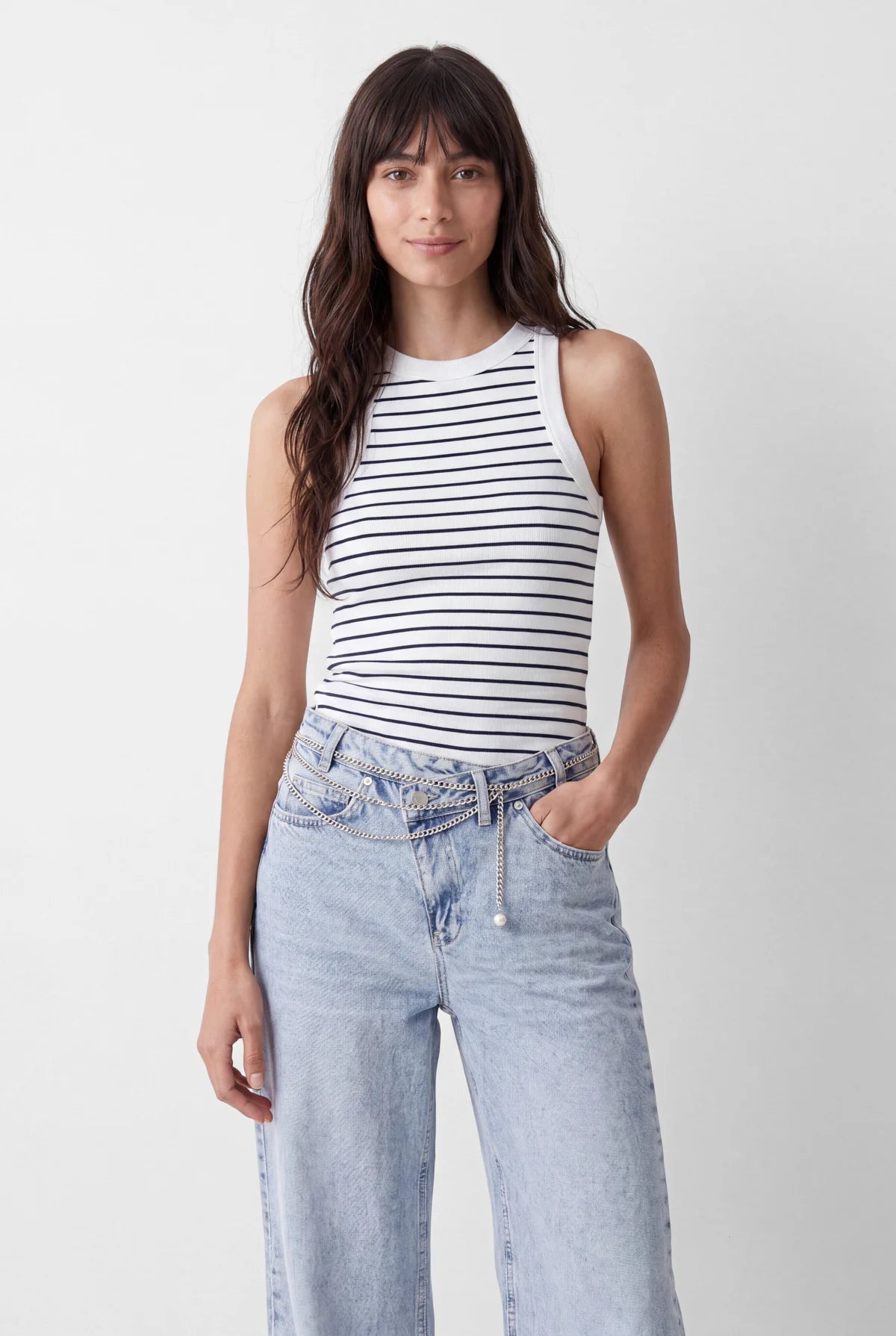Women's Striped Halter Neck Tank Top