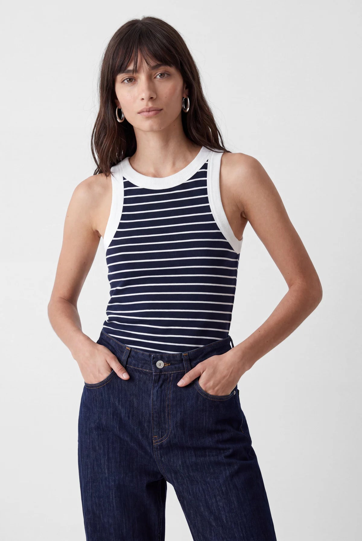 Women's Striped Halter Neck Tank Top
