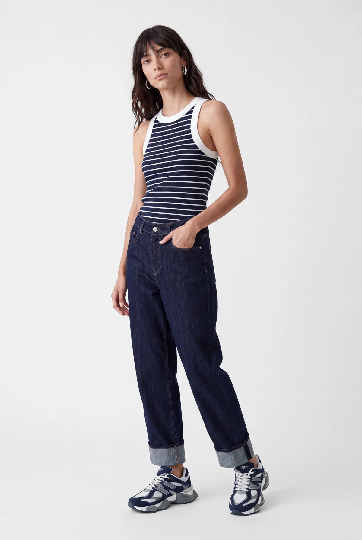Women's Striped Halter Neck Tank Top