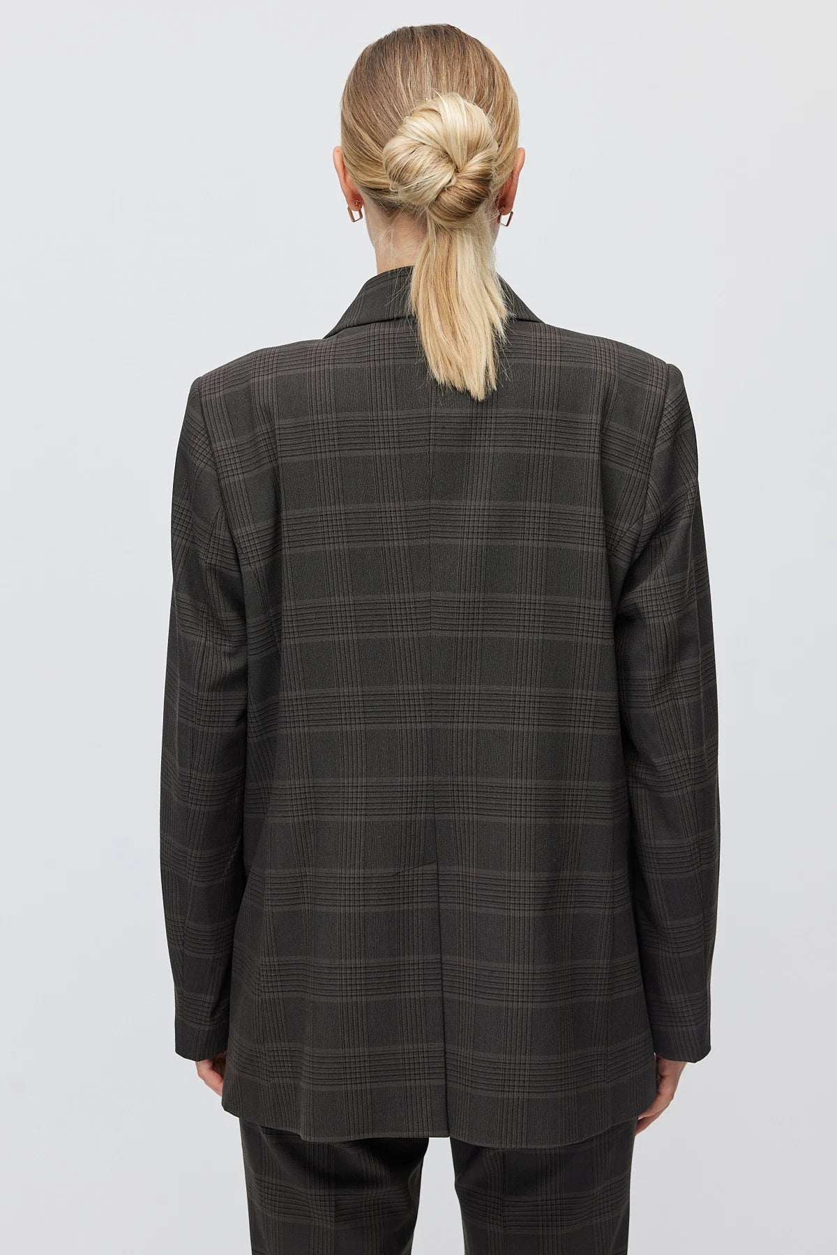Women's Plaid Button-Down Blazer Jacket