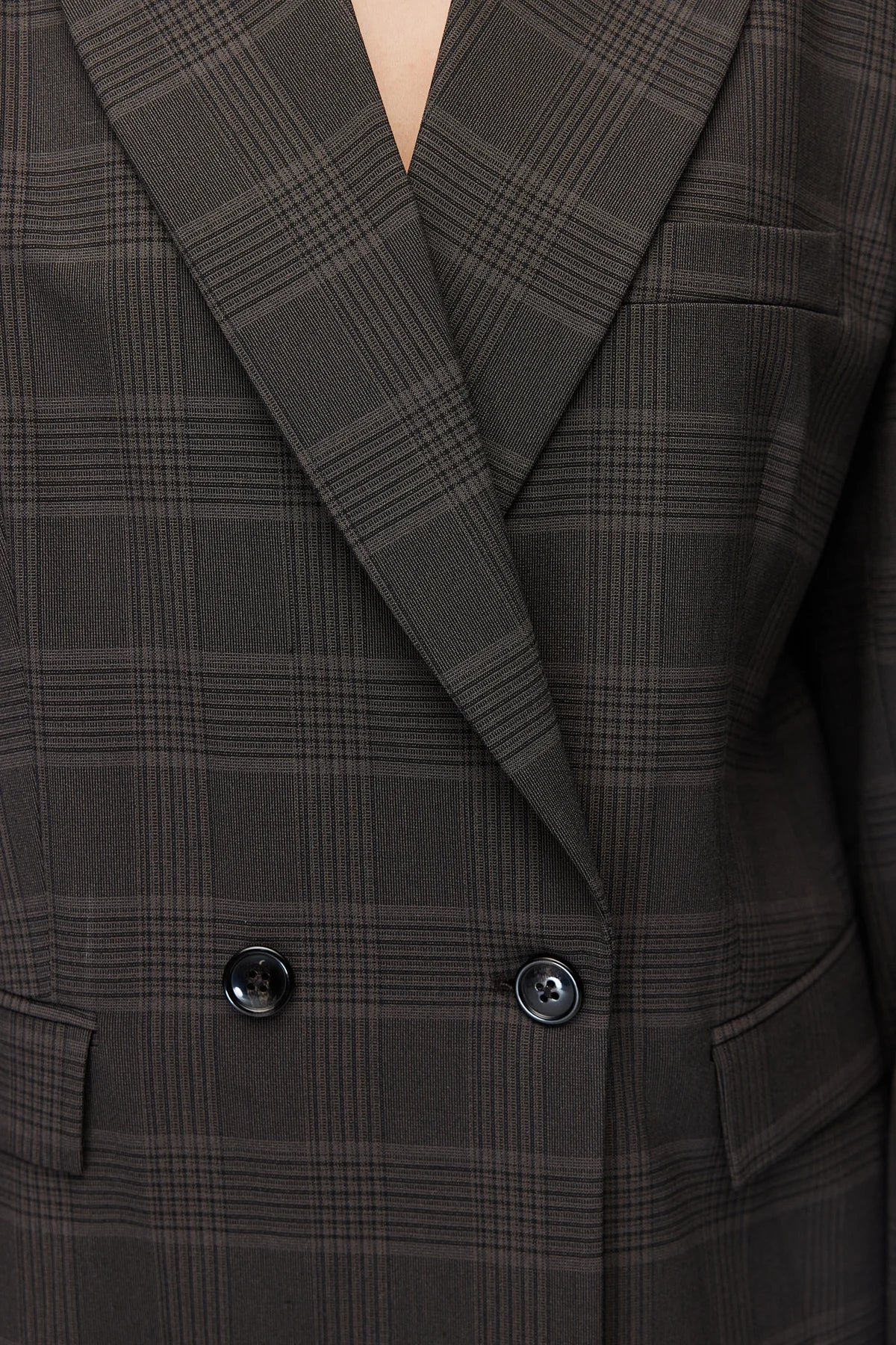 Women's Plaid Button-Down Blazer Jacket