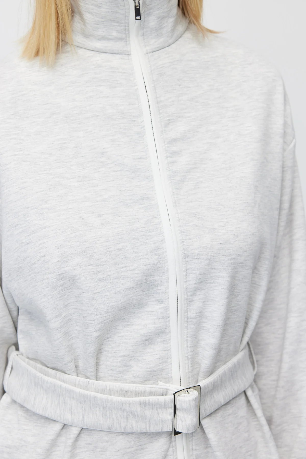 Kadın Beli Kemerli Dik Yaka Sweatshirt