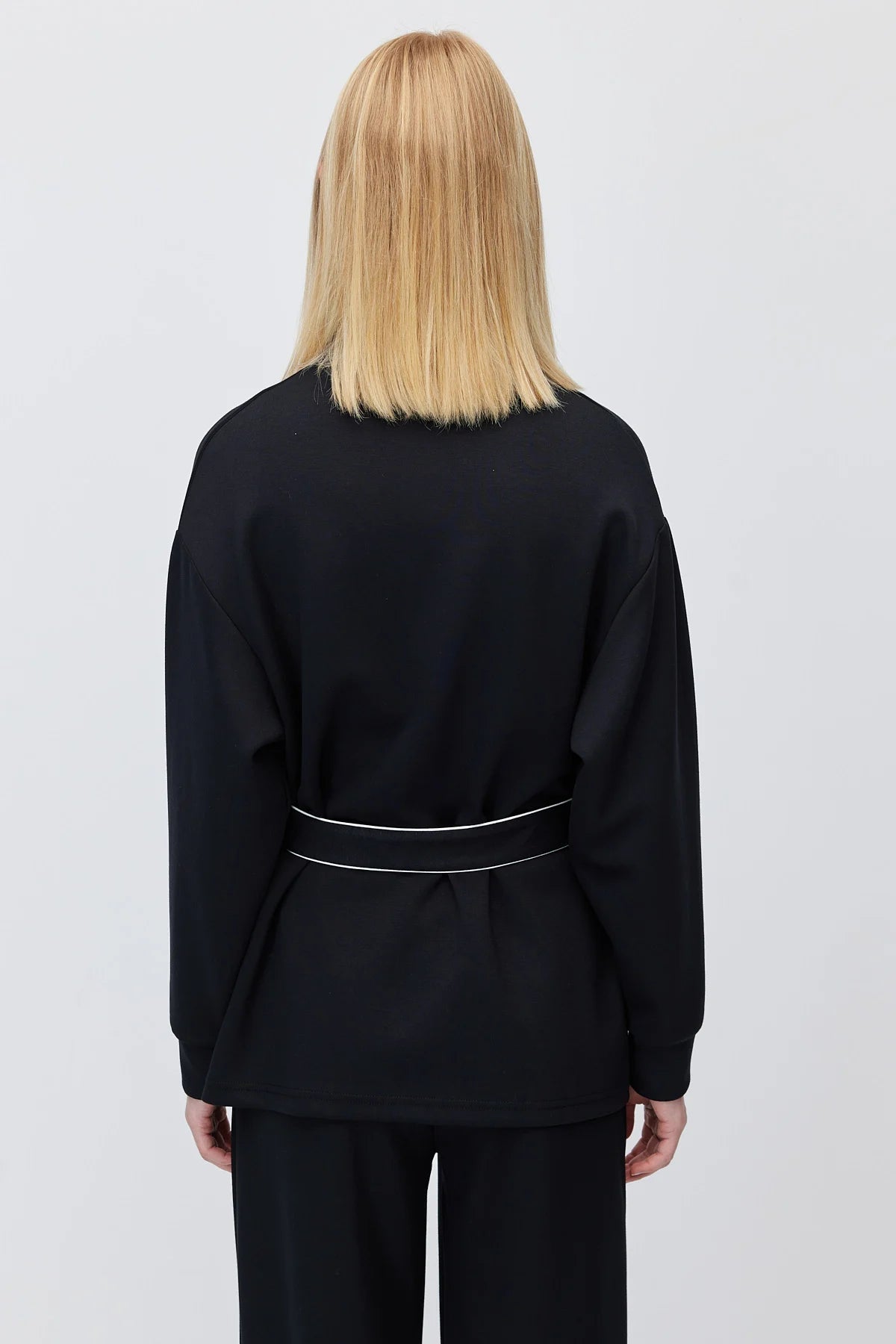 Kadın Beli Kemerli Dik Yaka Sweatshirt