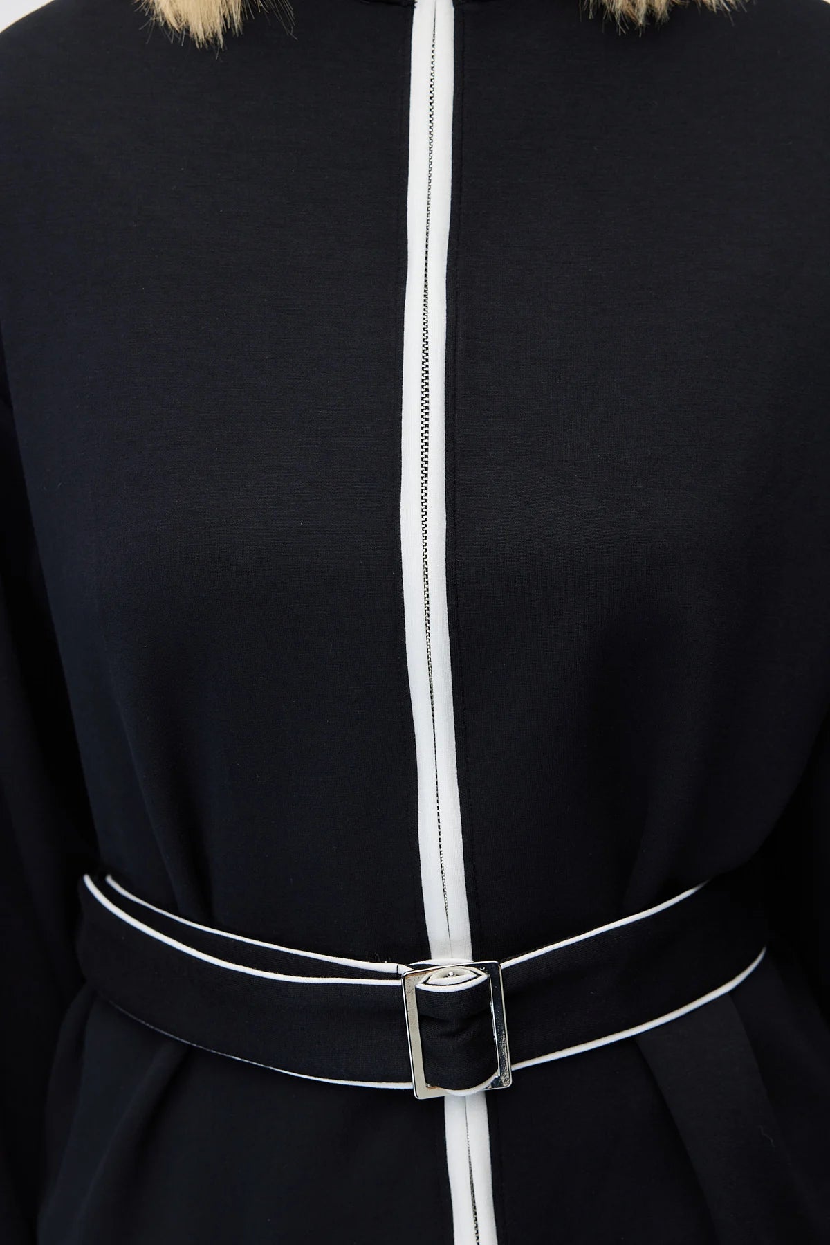 Kadın Beli Kemerli Dik Yaka Sweatshirt