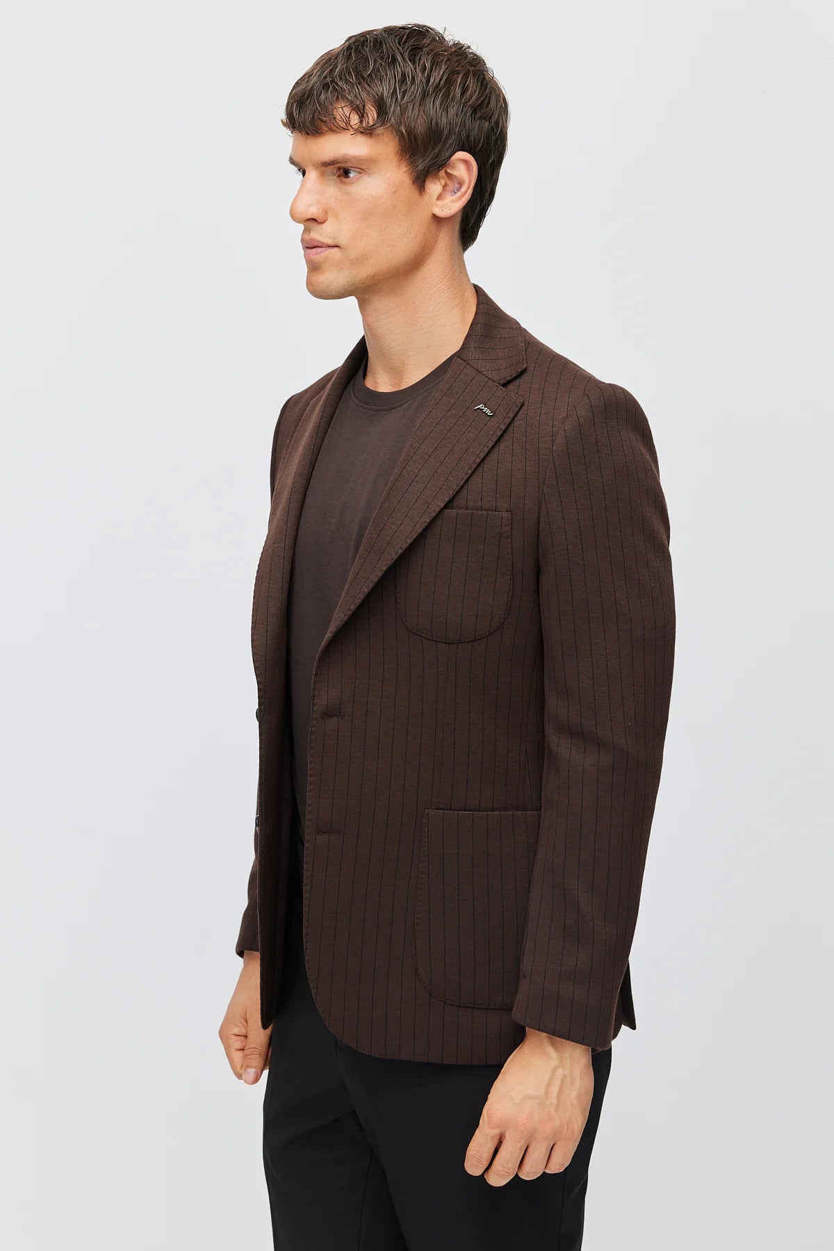 Men's Mono Collar Jacket with Patch Pockets