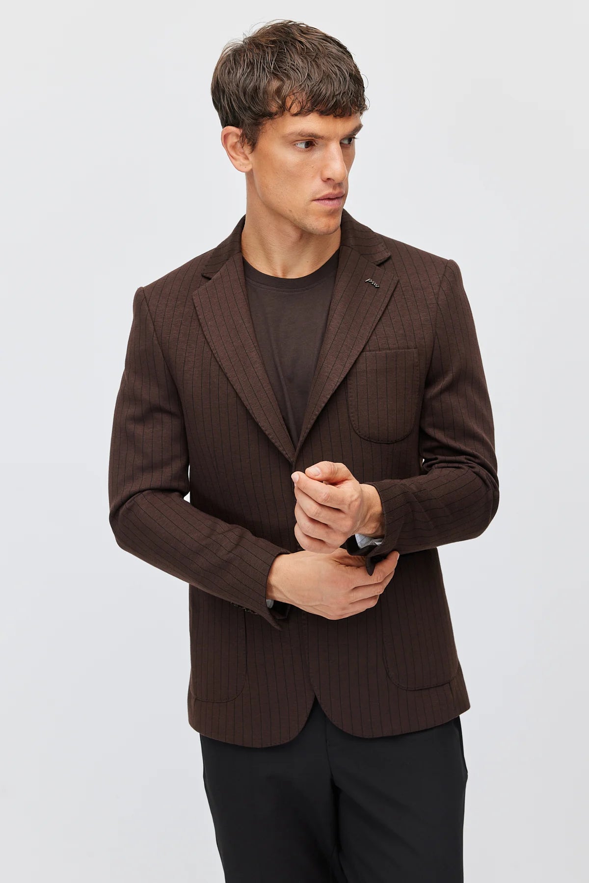 Men's Mono Collar Jacket with Patch Pockets