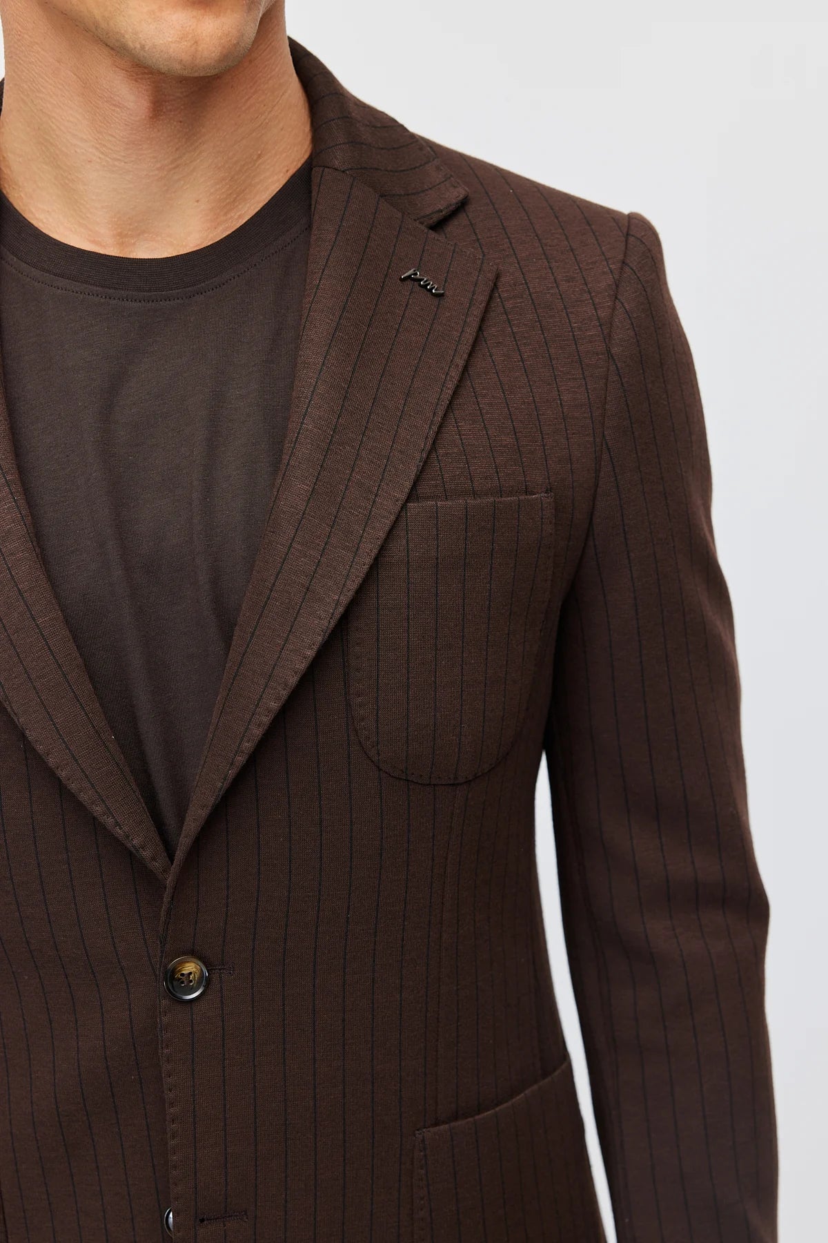 Men's Mono Collar Jacket with Patch Pockets
