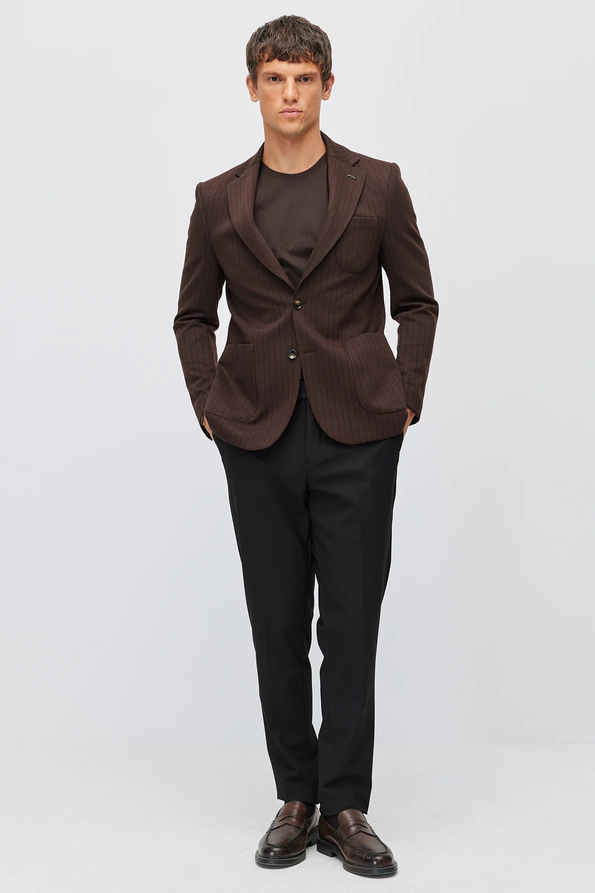 Men's Mono Collar Jacket with Patch Pockets