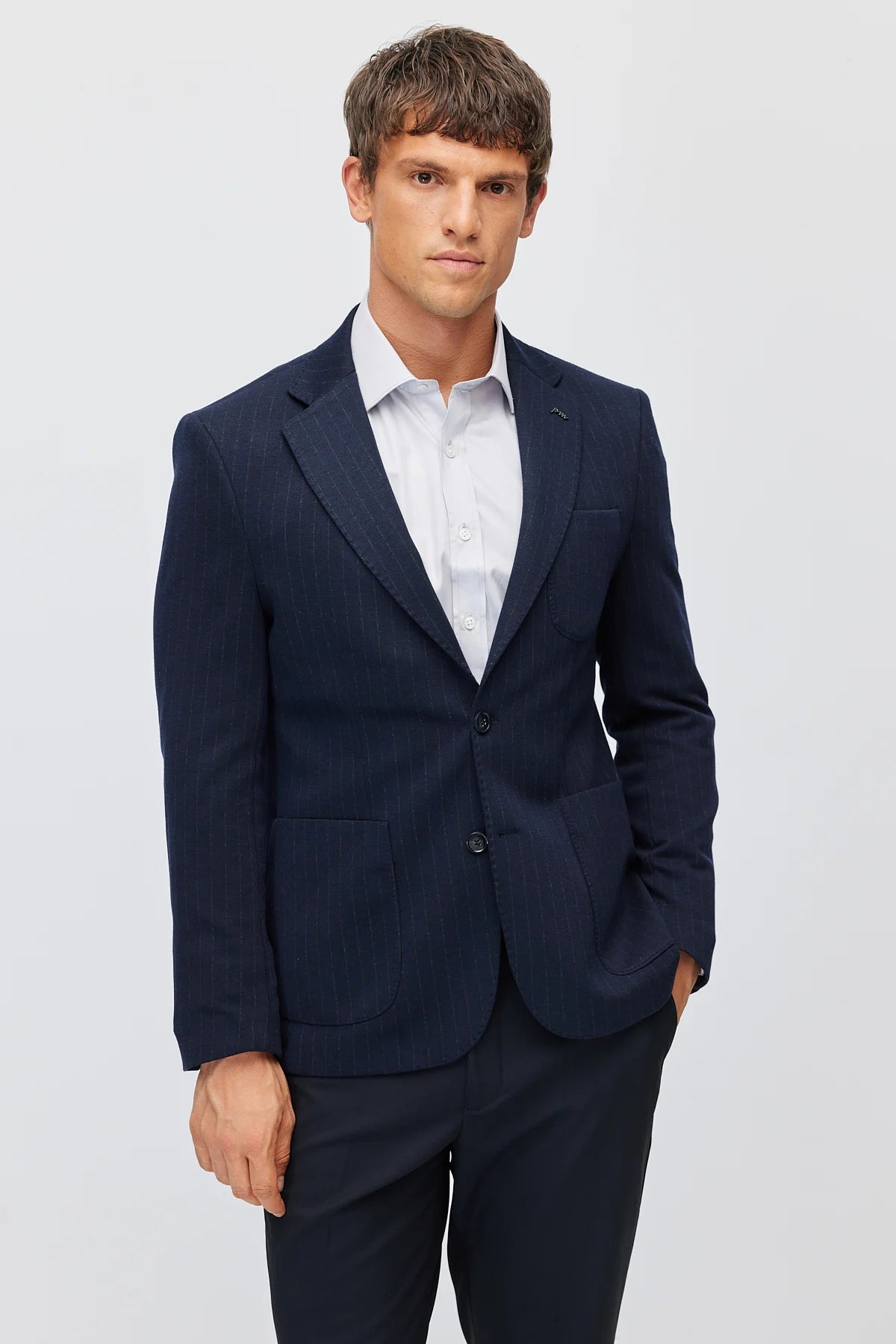 Men's Mono Collar Jacket with Patch Pockets