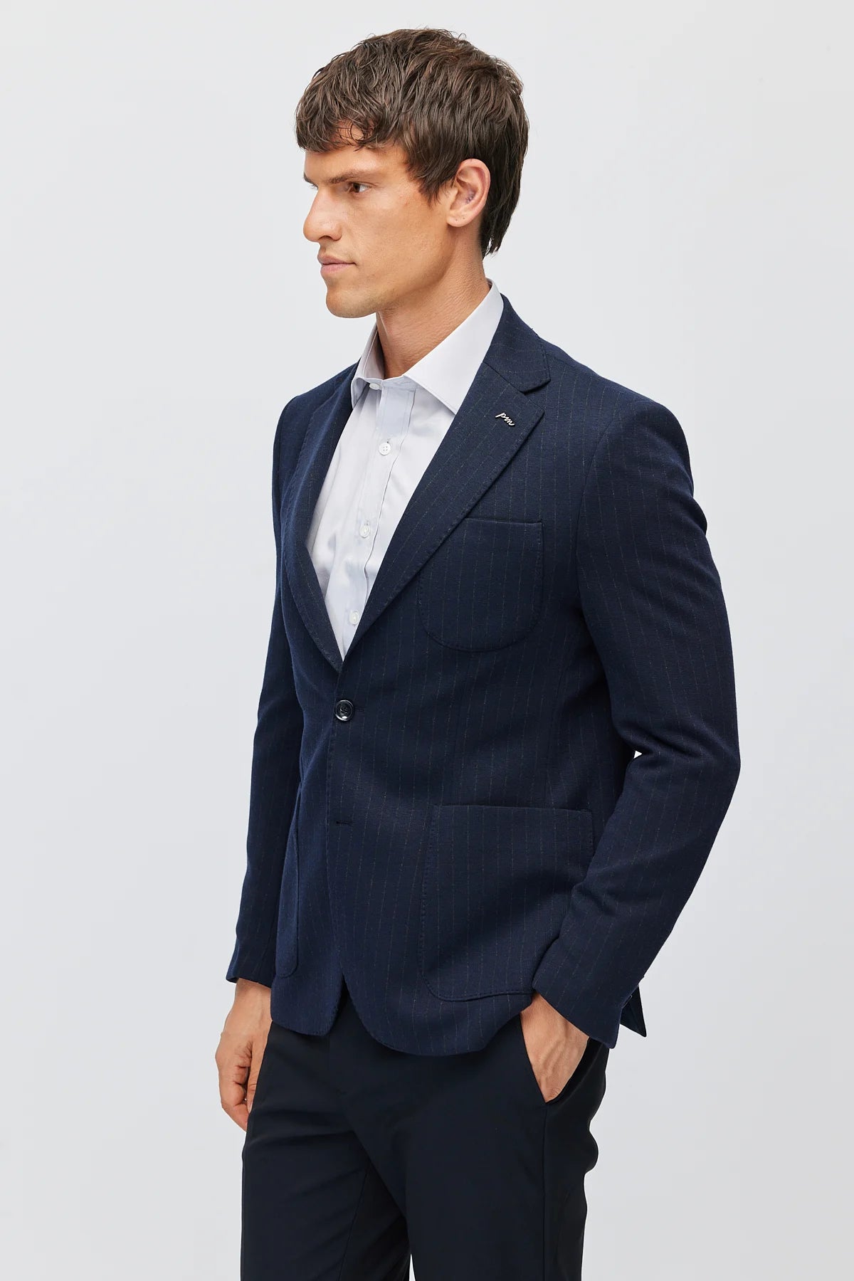 Men's Mono Collar Jacket with Patch Pockets