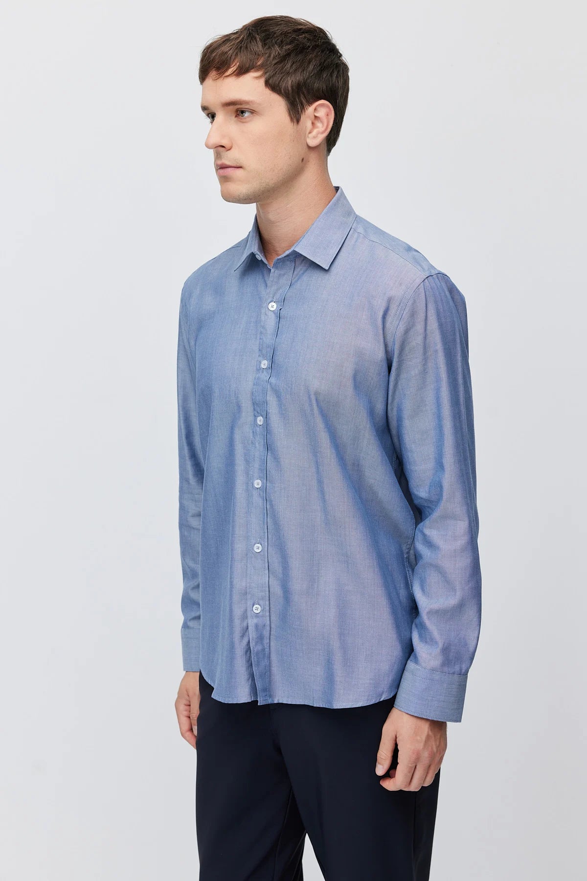 Men's Solid Color Regular Fit Long-Sleeve Shirt