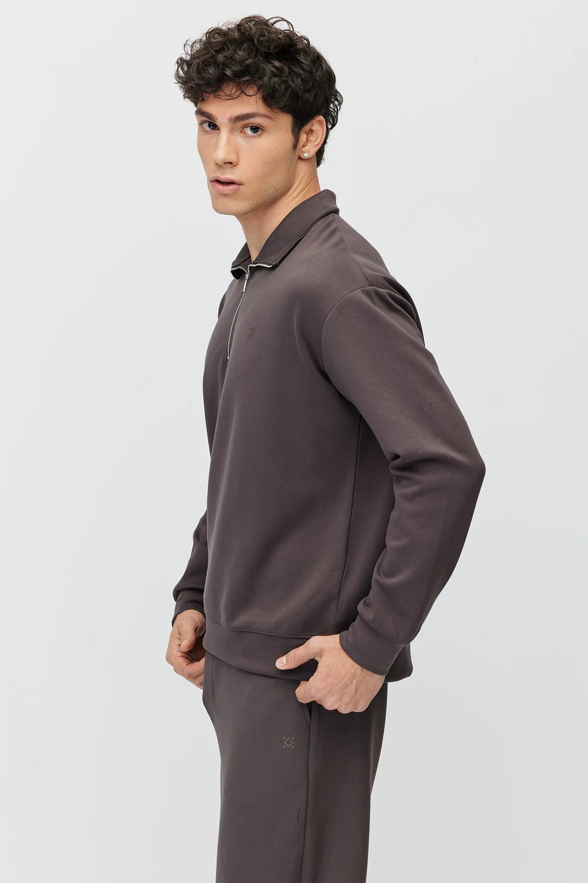 Men's Zippered Collar Sweatshirt
