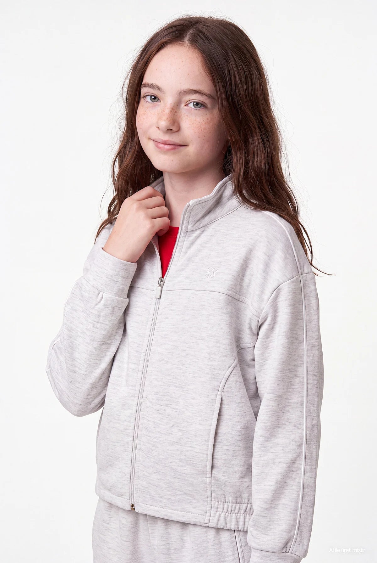 Girls' Hooded Sweatshirt with  Pocket and Zipper