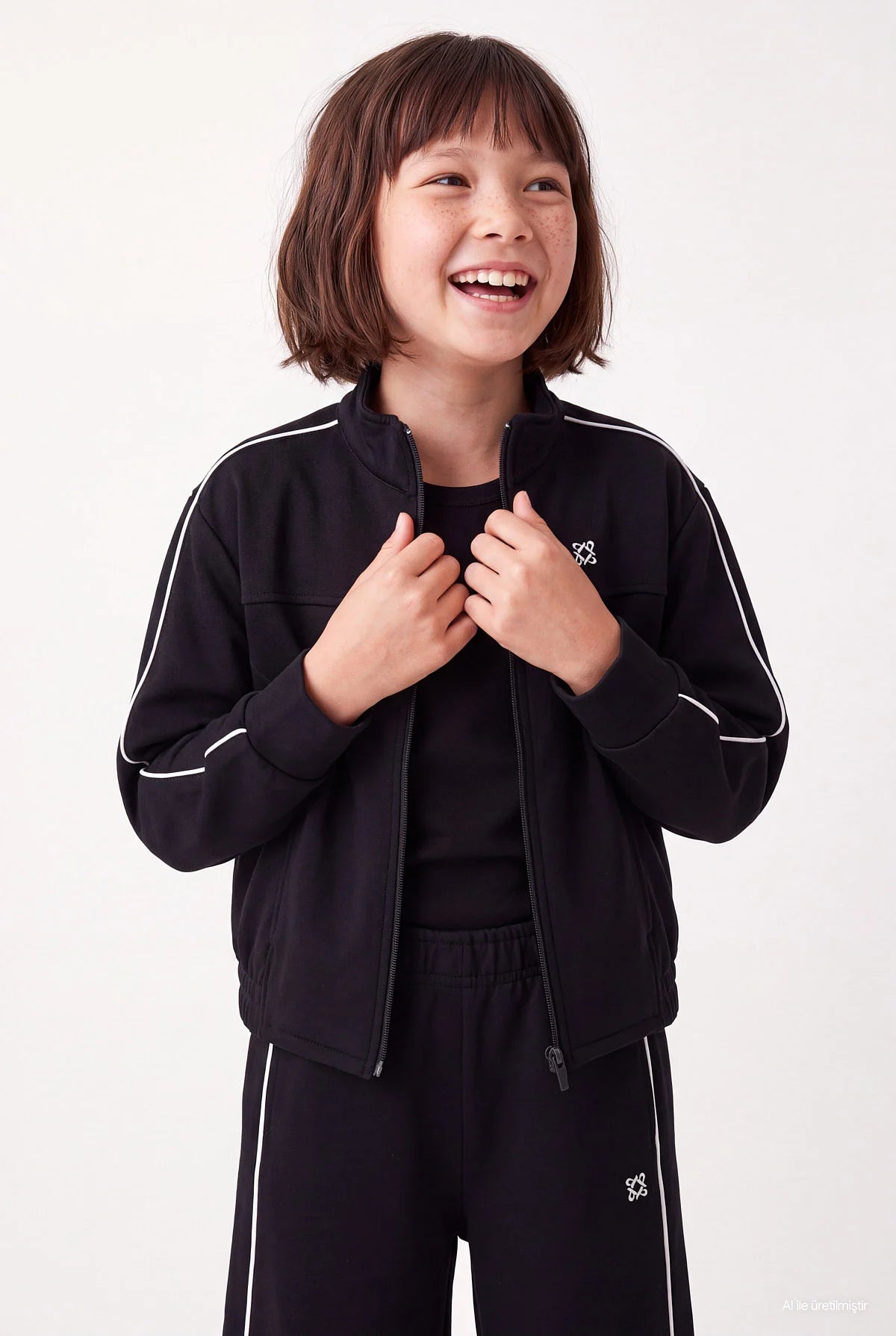 Girls' Hooded Sweatshirt with  Pocket and Zipper