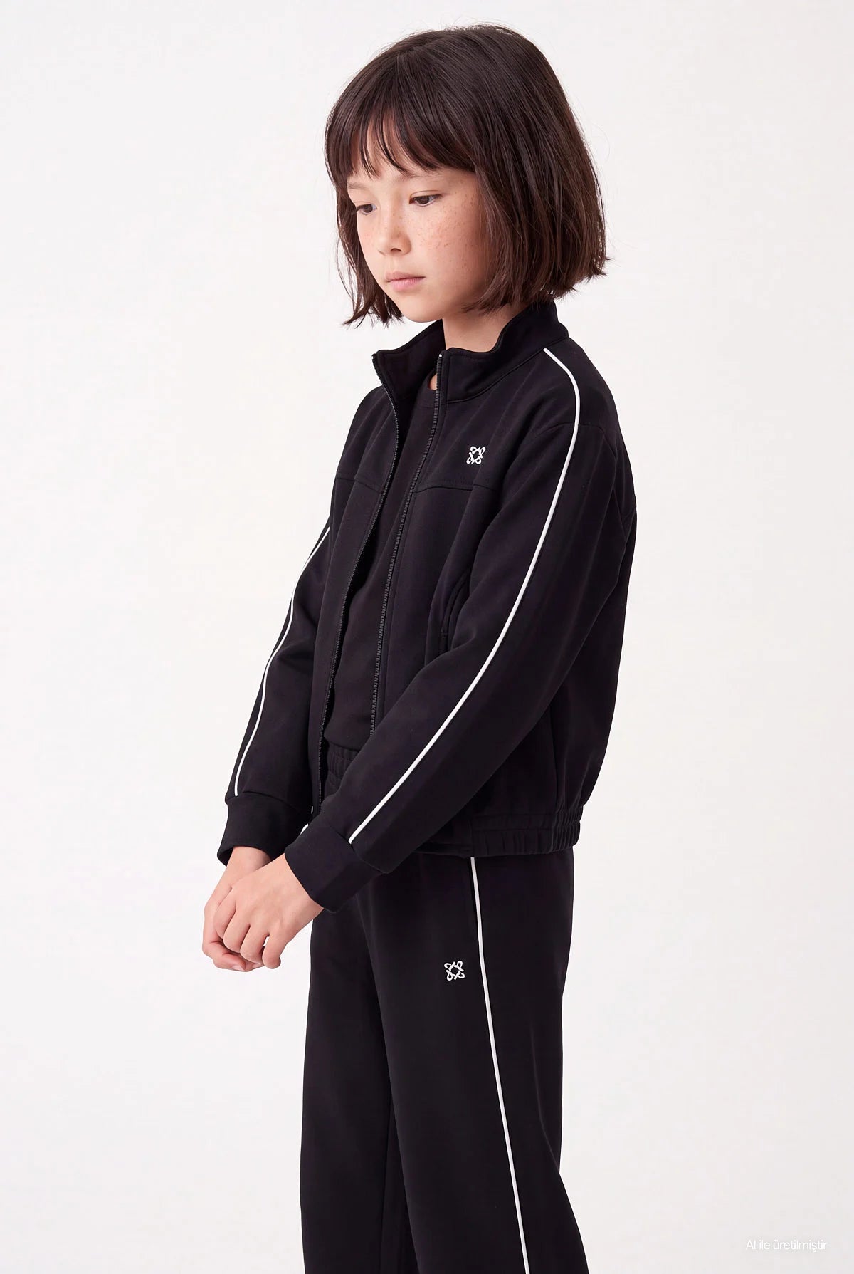Girls' Hooded Sweatshirt with  Pocket and Zipper