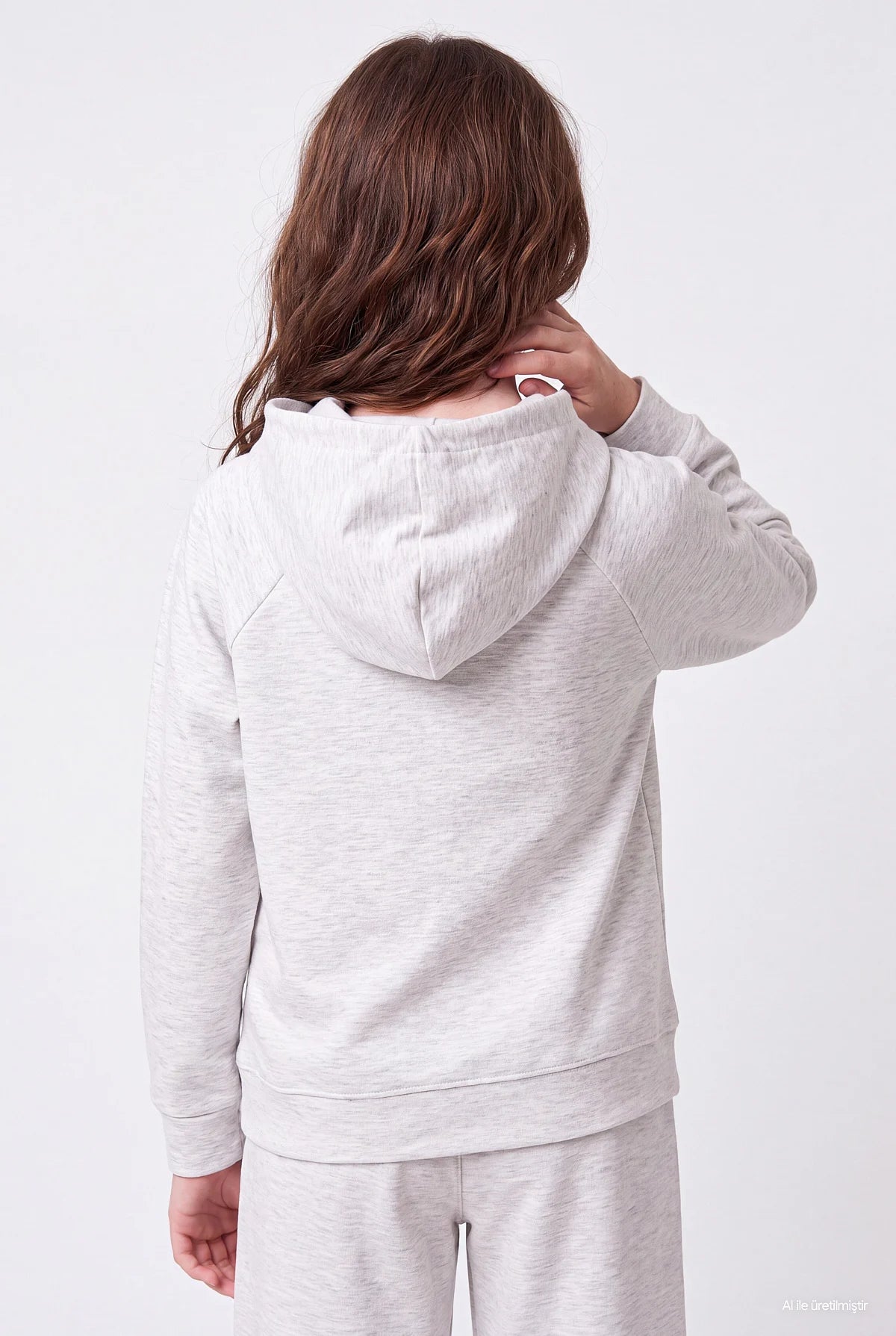 Kız Çocuk Kanguru Cepli ve Fermuarlı Kapüşonlu Sweatshirt