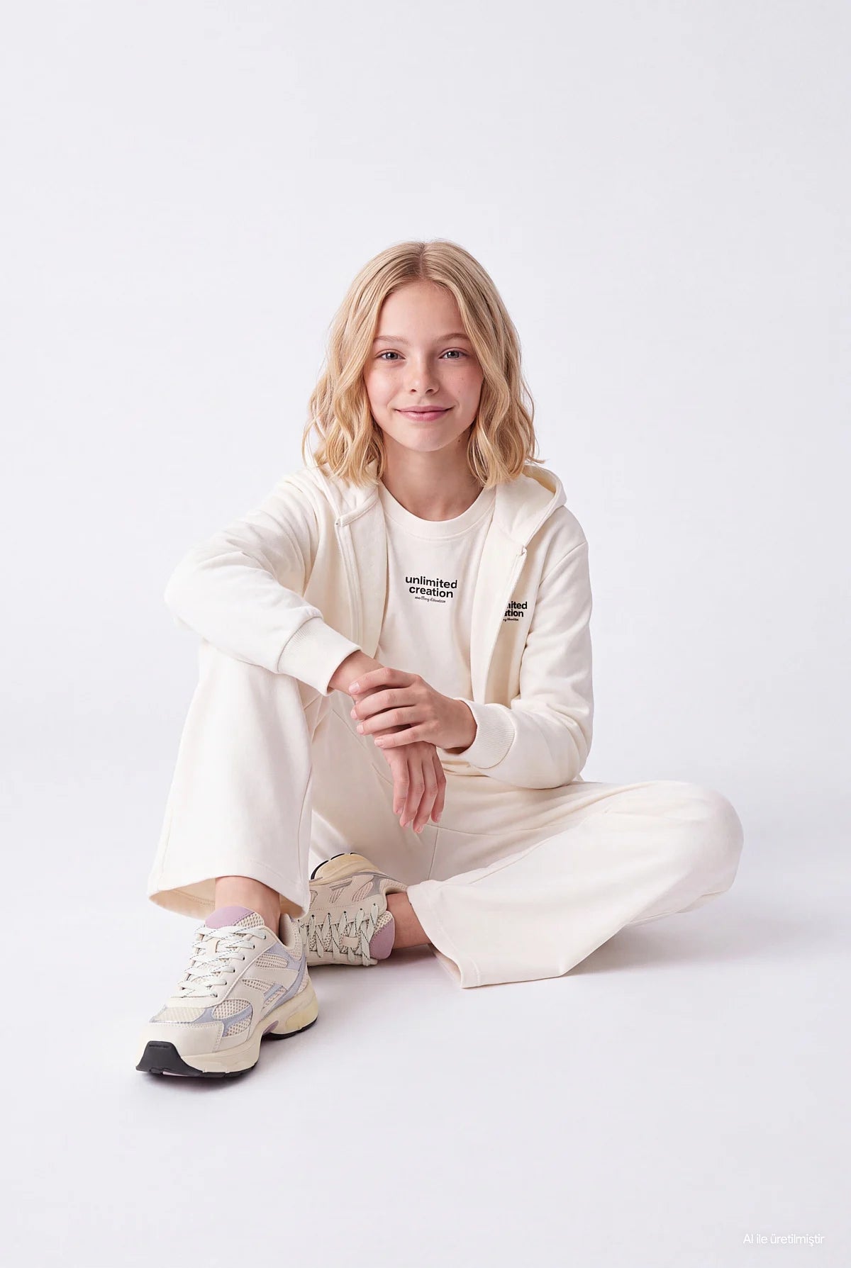  Kız Çocuk Kapüşonlu Fermuarlı Sweatshirt