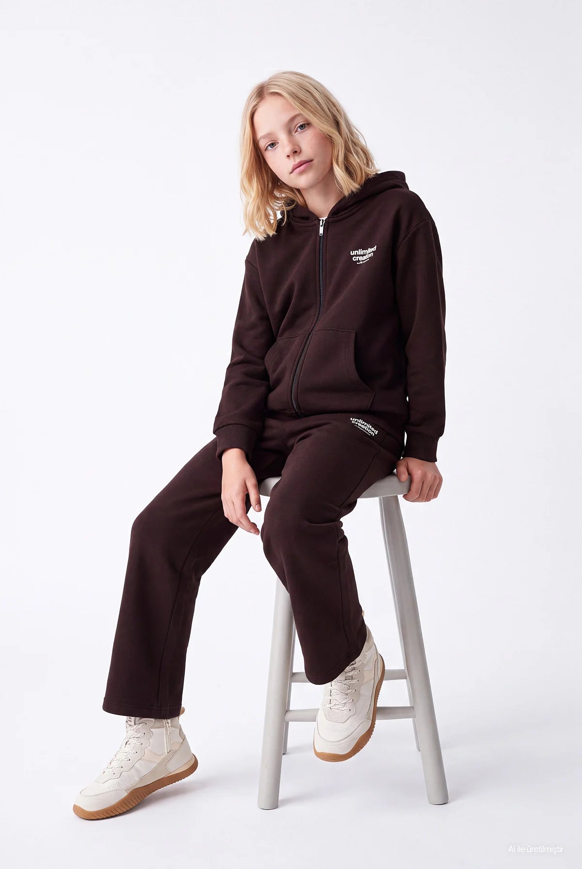  Kız Çocuk Kapüşonlu Fermuarlı Sweatshirt