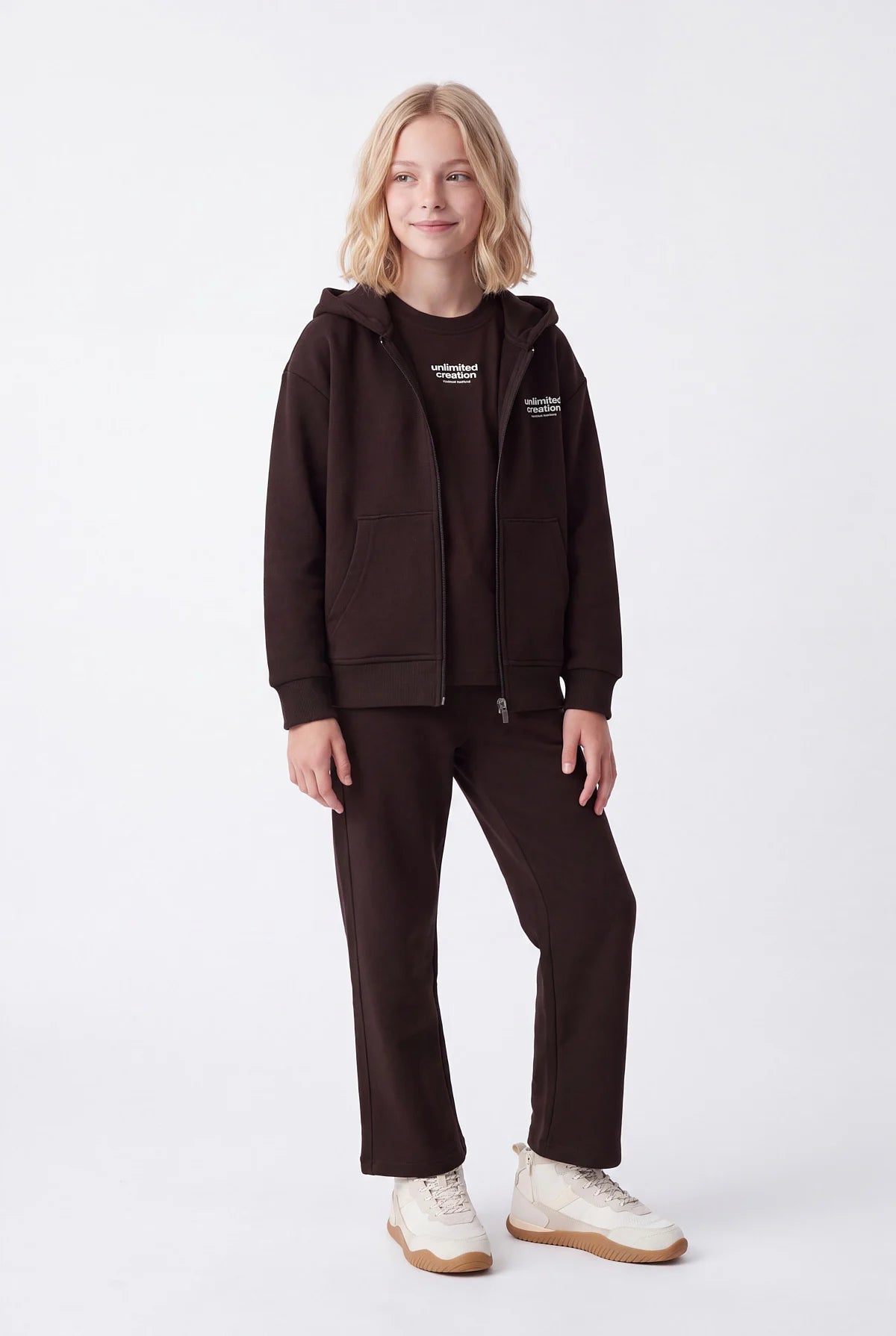  Kız Çocuk Kapüşonlu Fermuarlı Sweatshirt