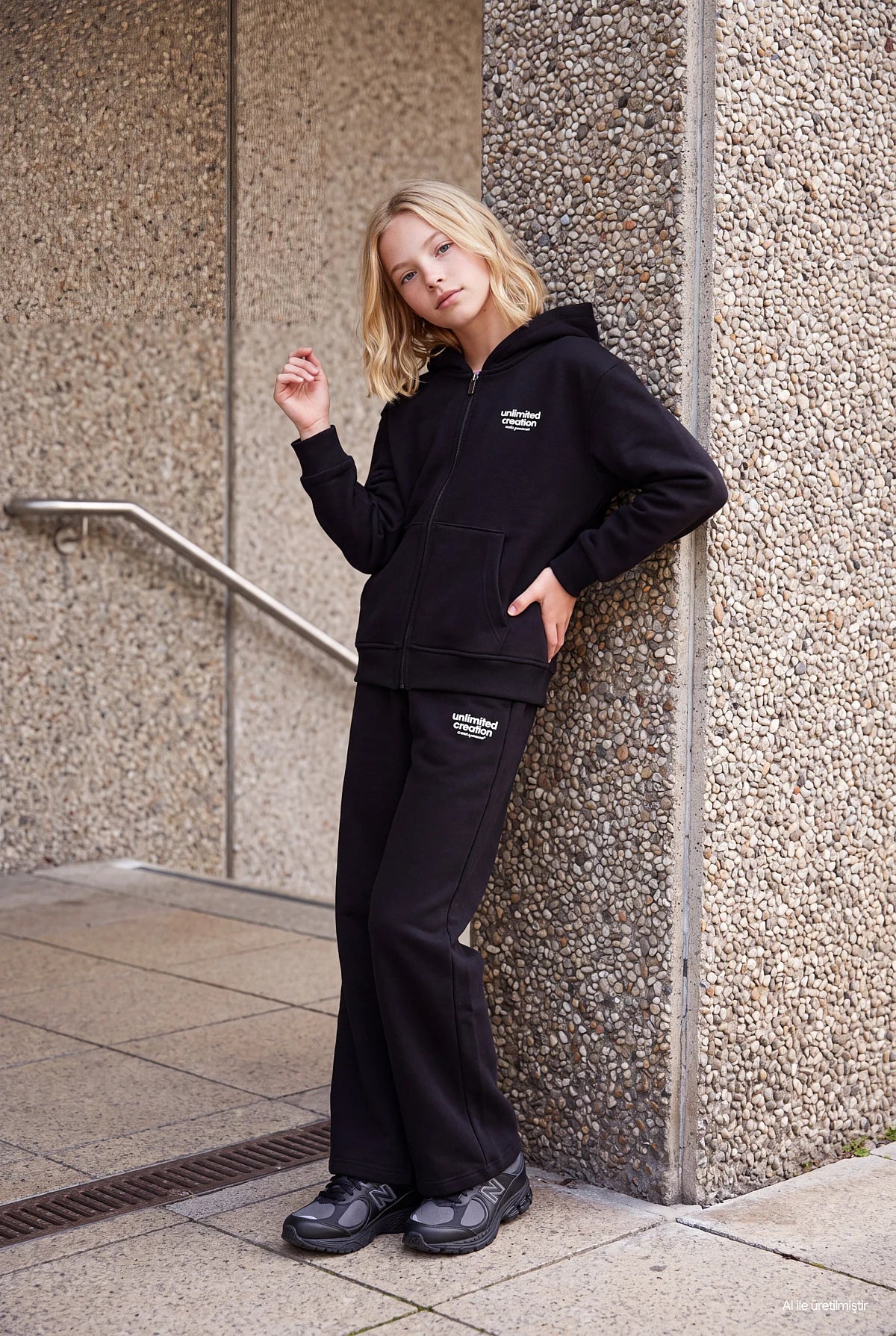 Kız Çocuk Kapüşonlu Fermuarlı Sweatshirt