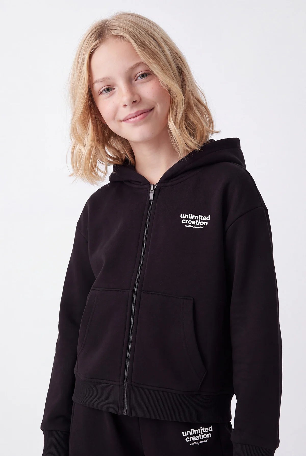  Kız Çocuk Kapüşonlu Fermuarlı Sweatshirt