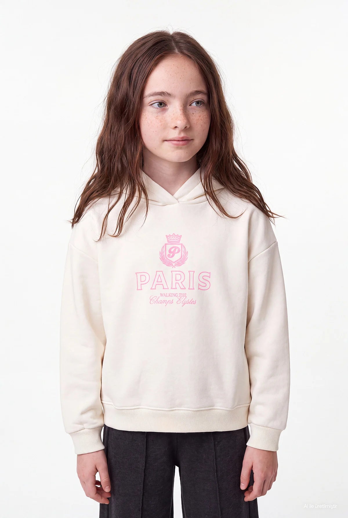 Girl's Printed Hooded Sweatshirt