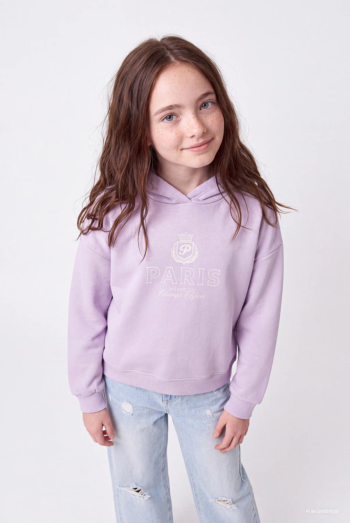 Girl's Printed Hooded Sweatshirt