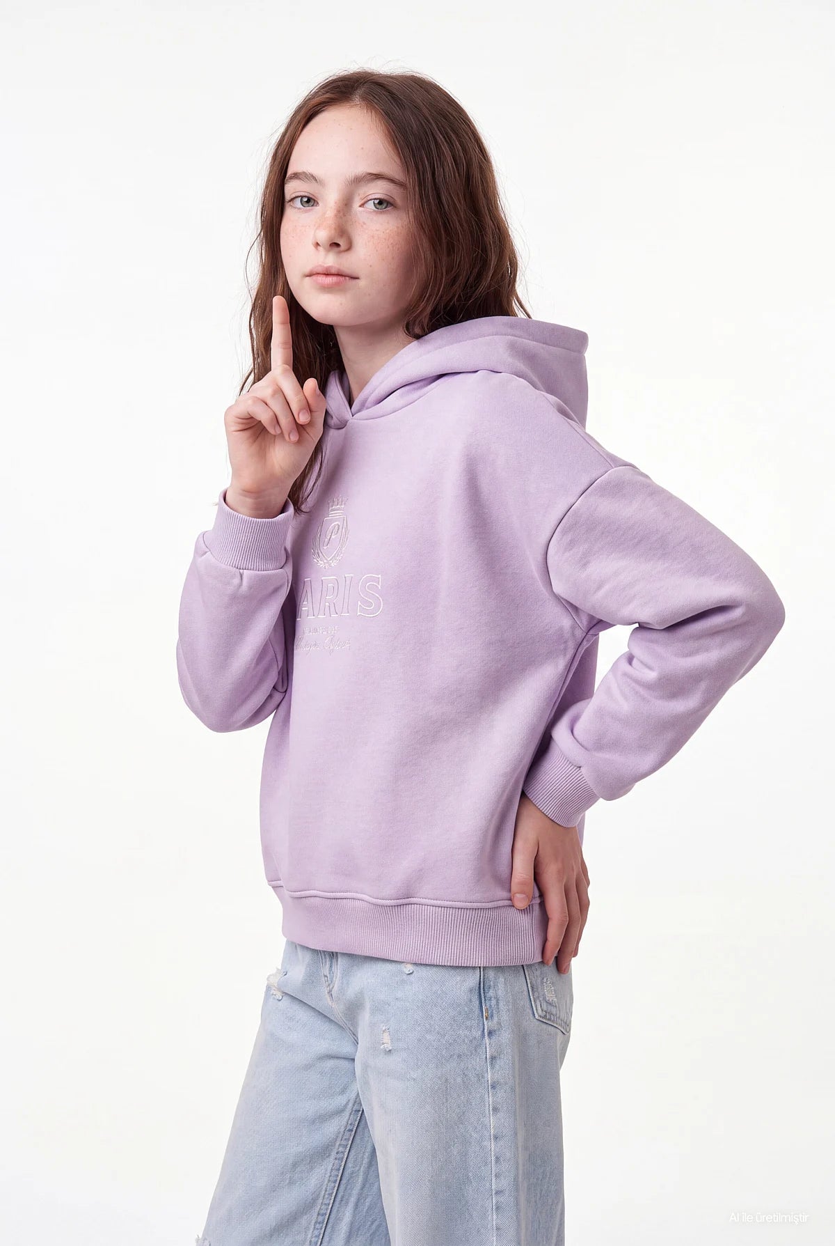 Girl's Printed Hooded Sweatshirt