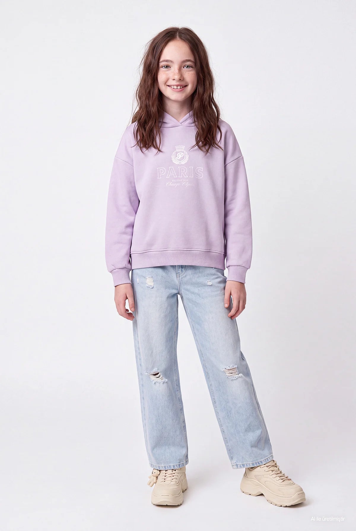 Girl's Printed Hooded Sweatshirt