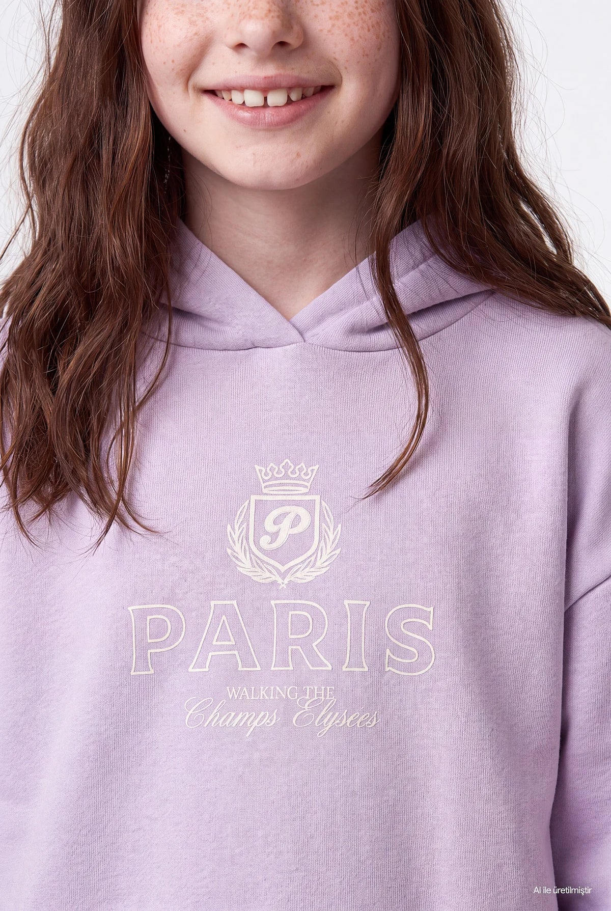Girl's Printed Hooded Sweatshirt