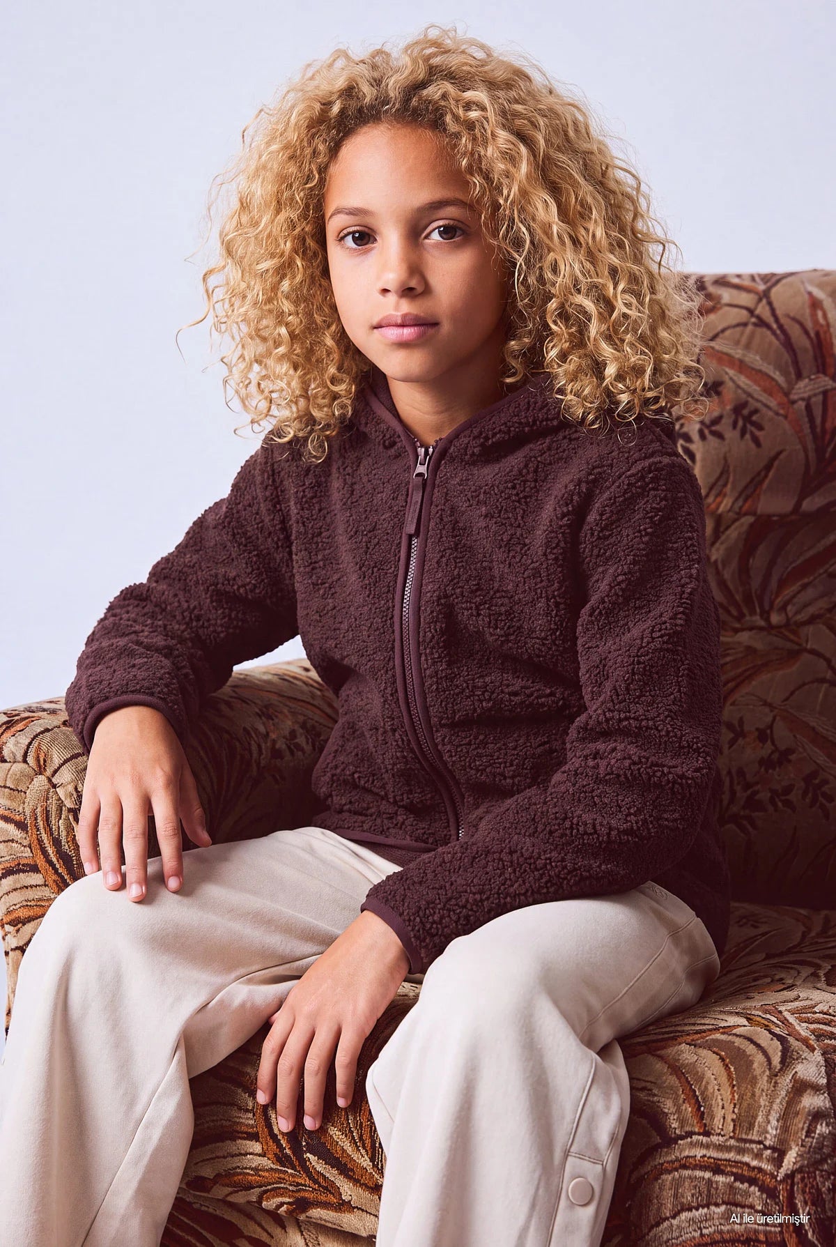 Girls' Hooded Zip-Up Plush Sweatshirt