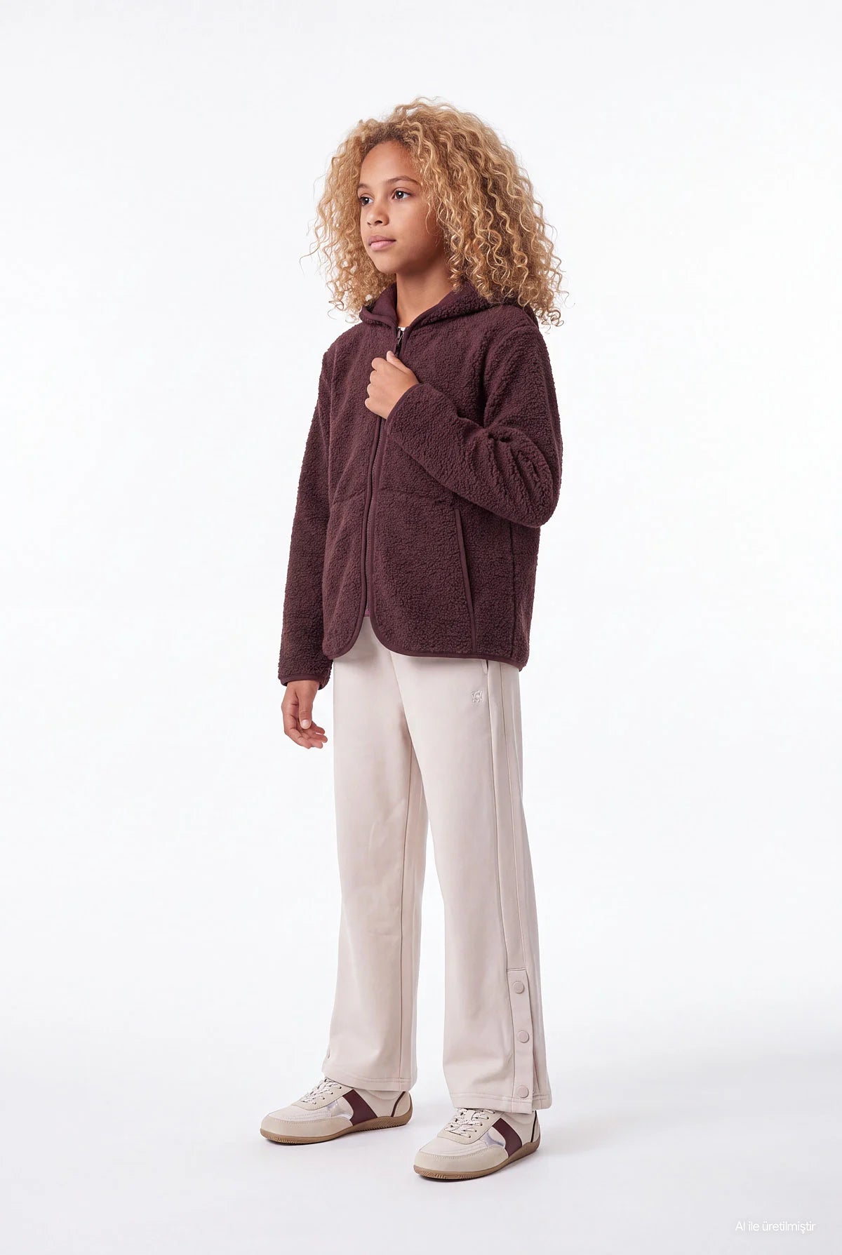 Girls' Hooded Zip-Up Plush Sweatshirt