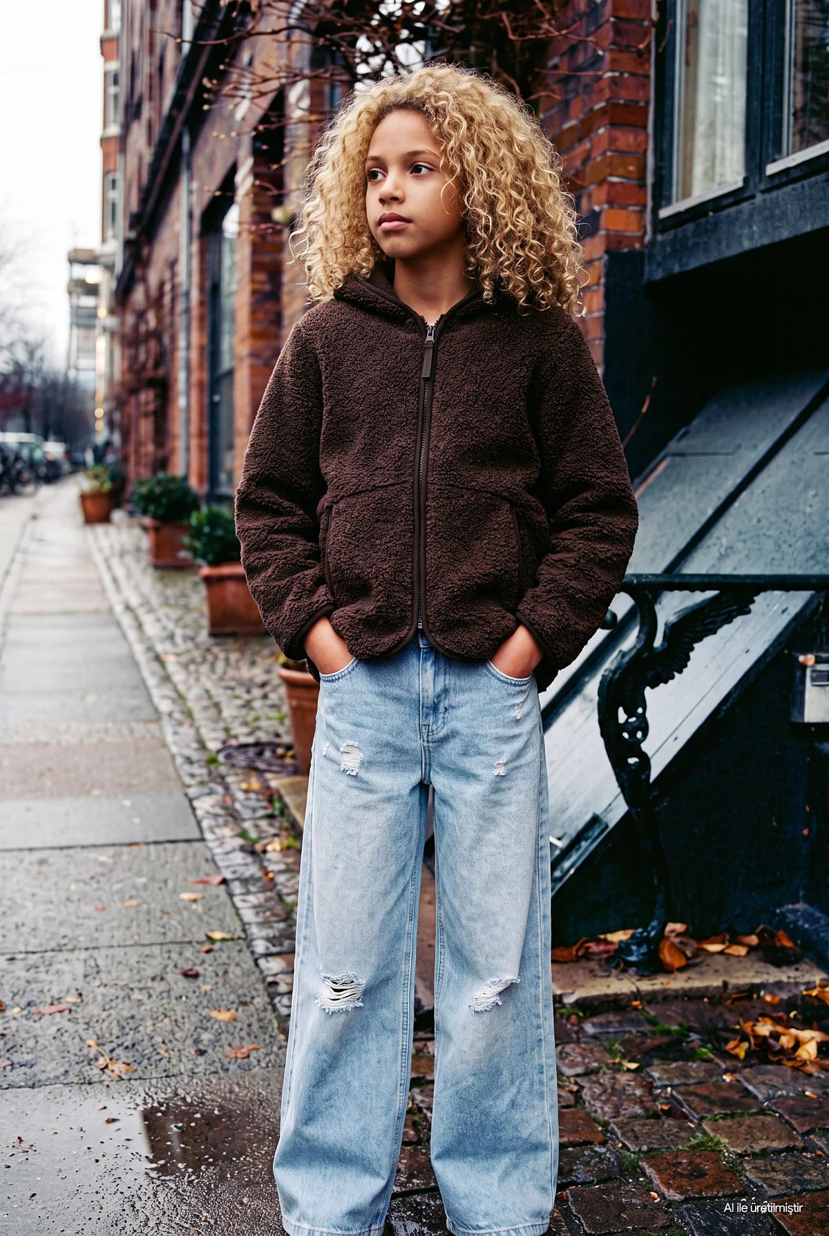 Girls' Hooded Zip-Up Plush Sweatshirt
