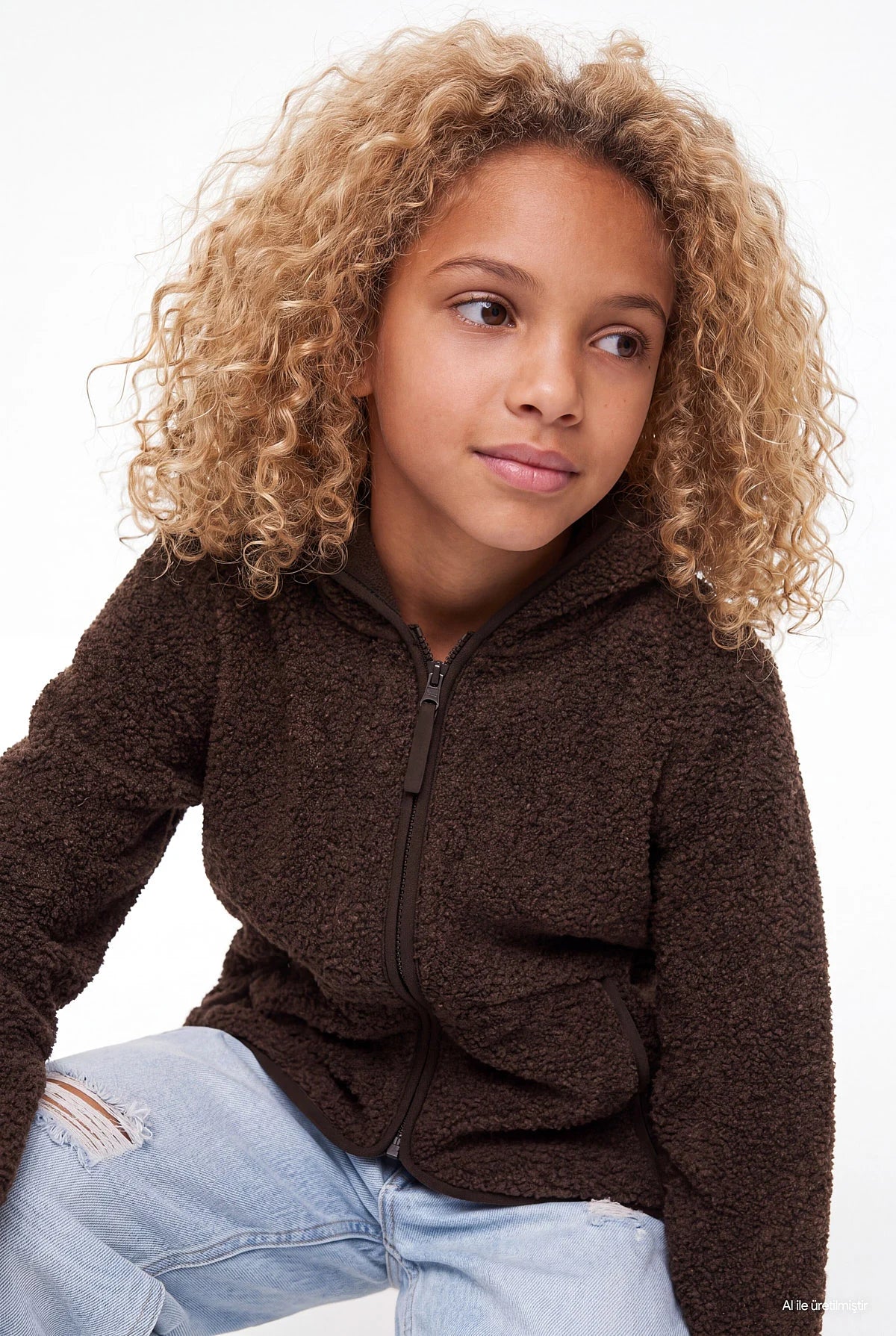 Girls' Hooded Zip-Up Plush Sweatshirt