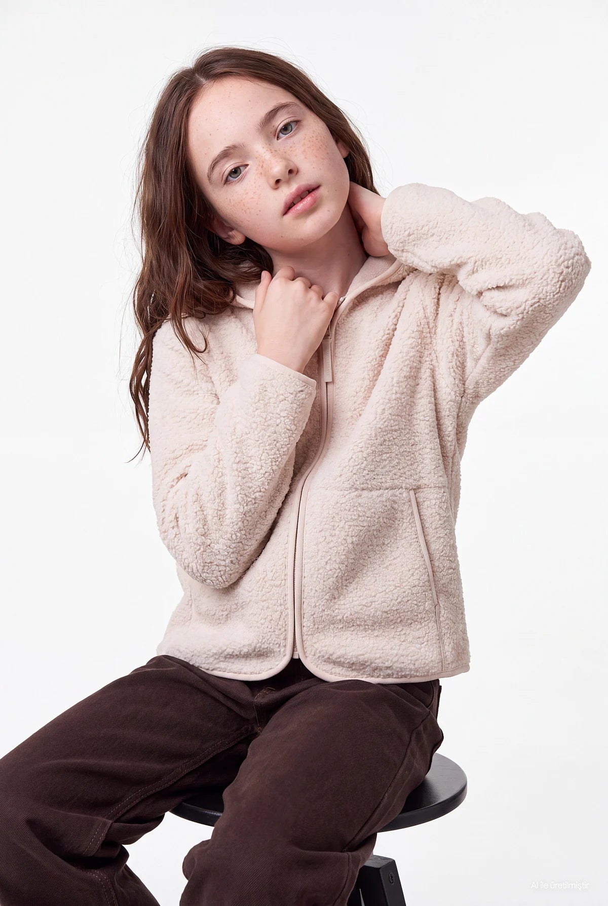 Girls' Hooded Zip-Up Plush Sweatshirt