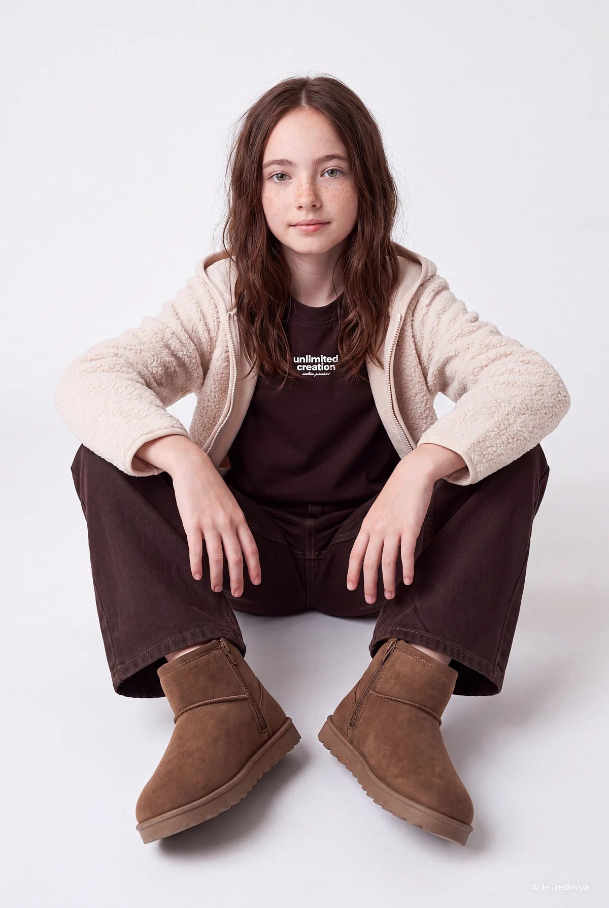 Girls' Hooded Zip-Up Plush Sweatshirt