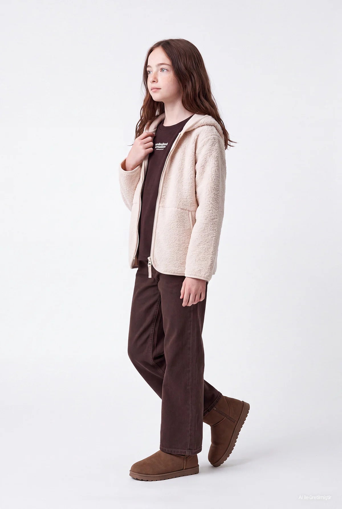 Girls' Hooded Zip-Up Plush Sweatshirt