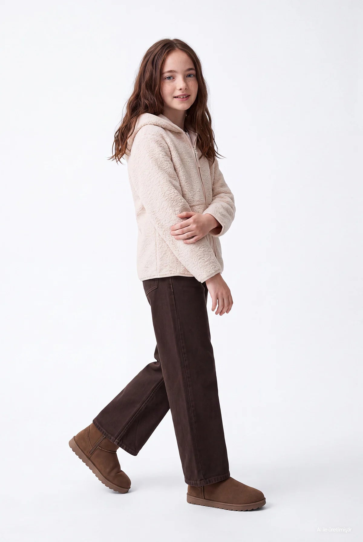 Girls' Hooded Zip-Up Plush Sweatshirt